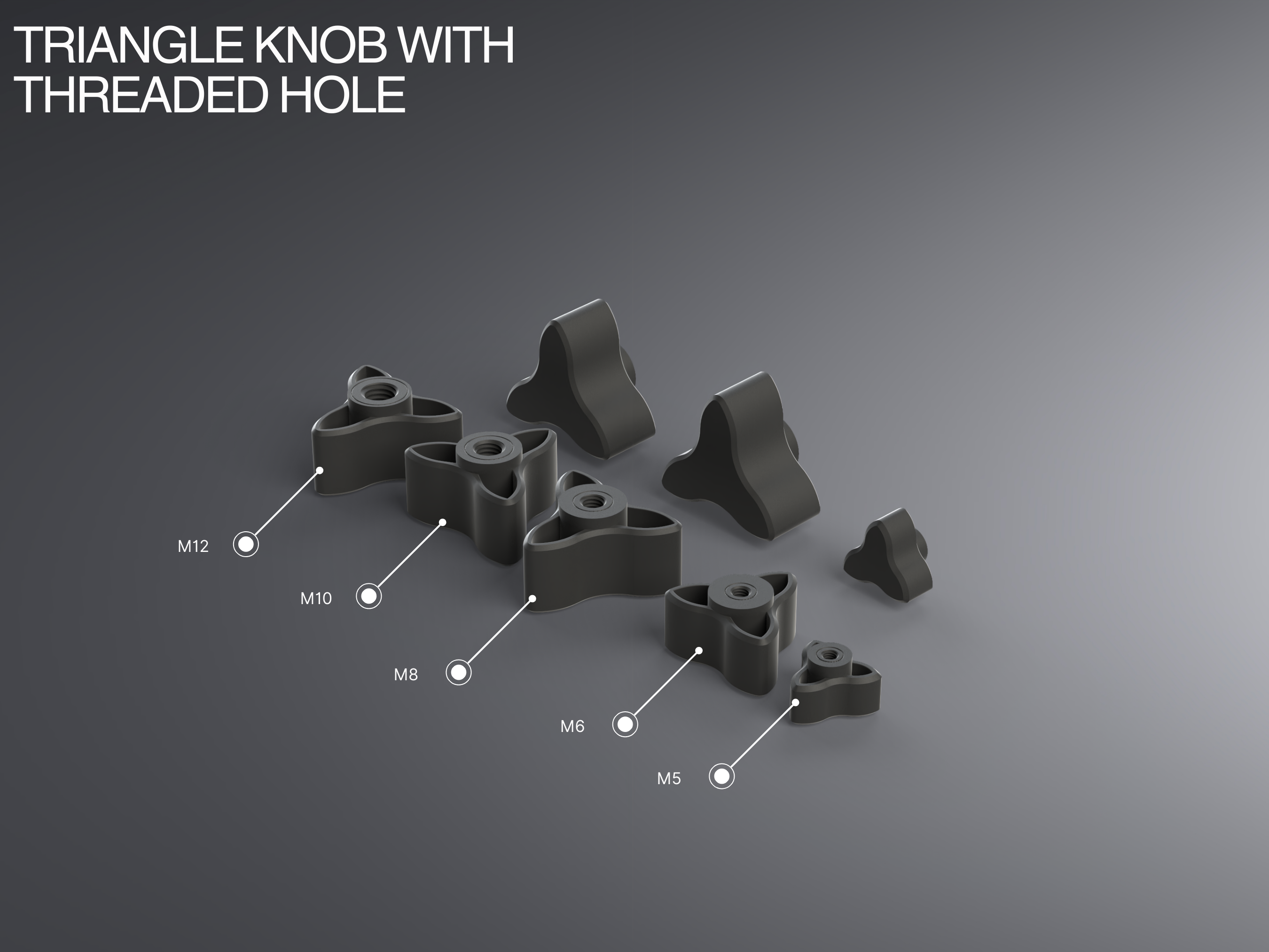 Metric Triangle Knobs with Threaded Hole