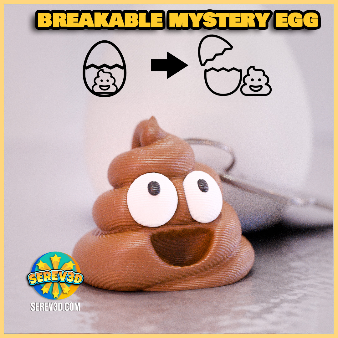 Poop Emoji stl Keychain in Breakable Mystery Easter Egg- Serev3D
