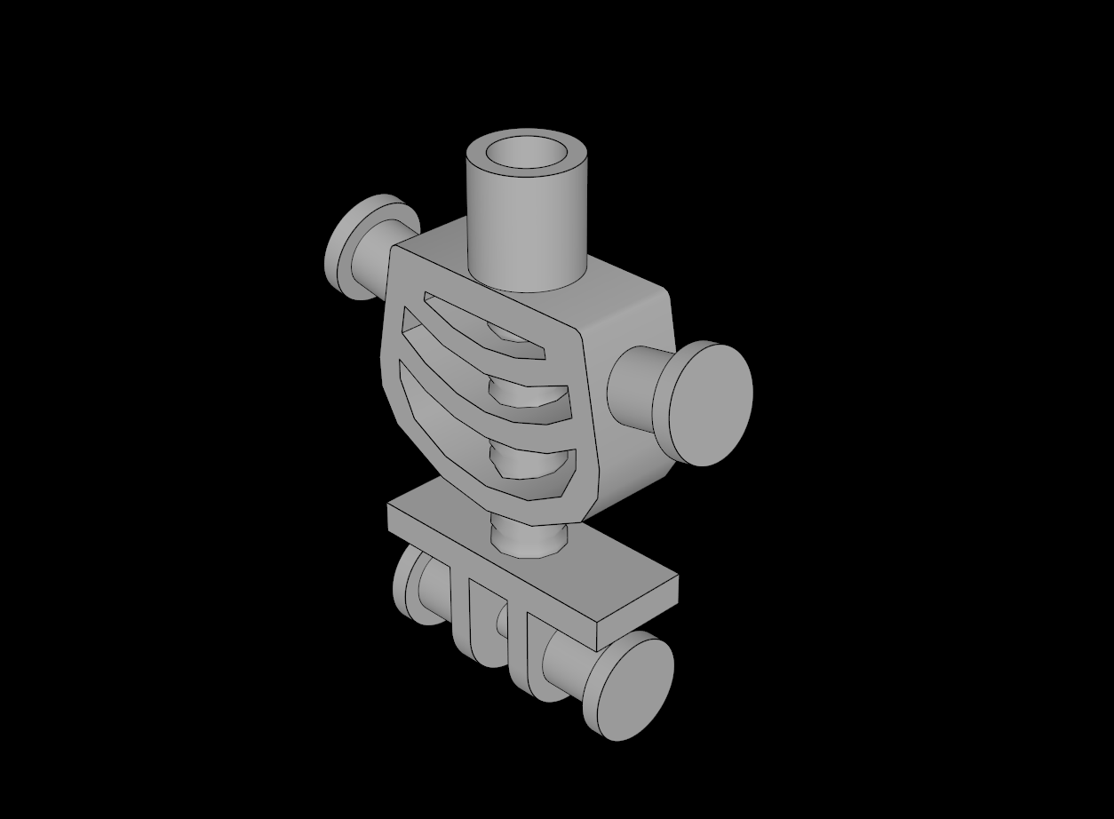 Lego Compatible (60115.dat) Minifig Skeleton Torso with Shoulder Rods