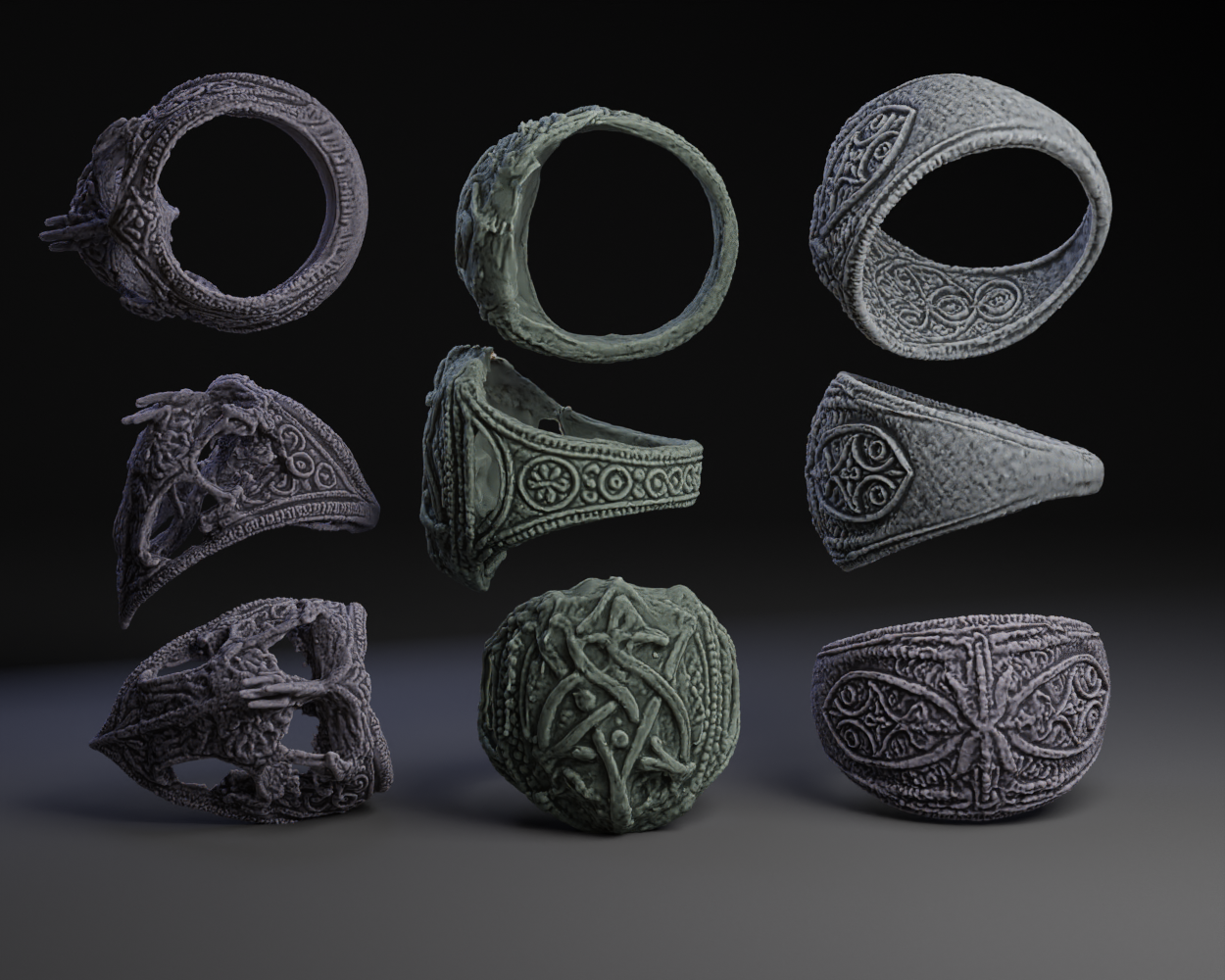 Gothic Rings : Secret Society Rings Set.