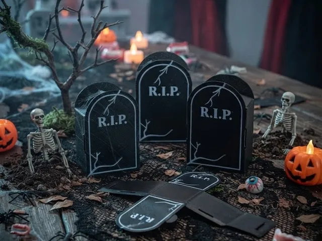 The Ultimate Spooky-Chic Tombstone RIP Party Favors & Favor Boxes