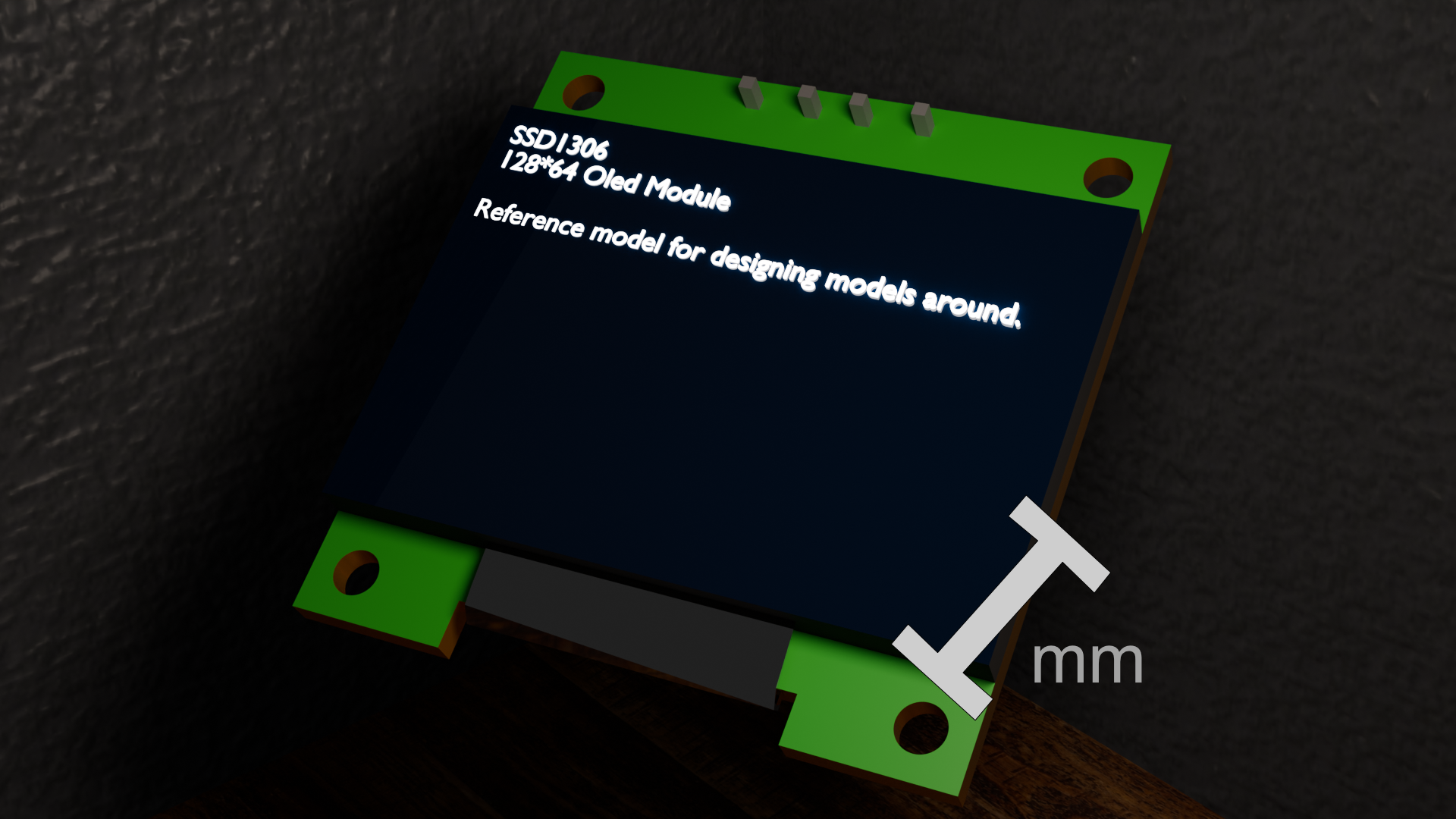 SSD1306 128x64 OLED Screen (Reference CAD Model)