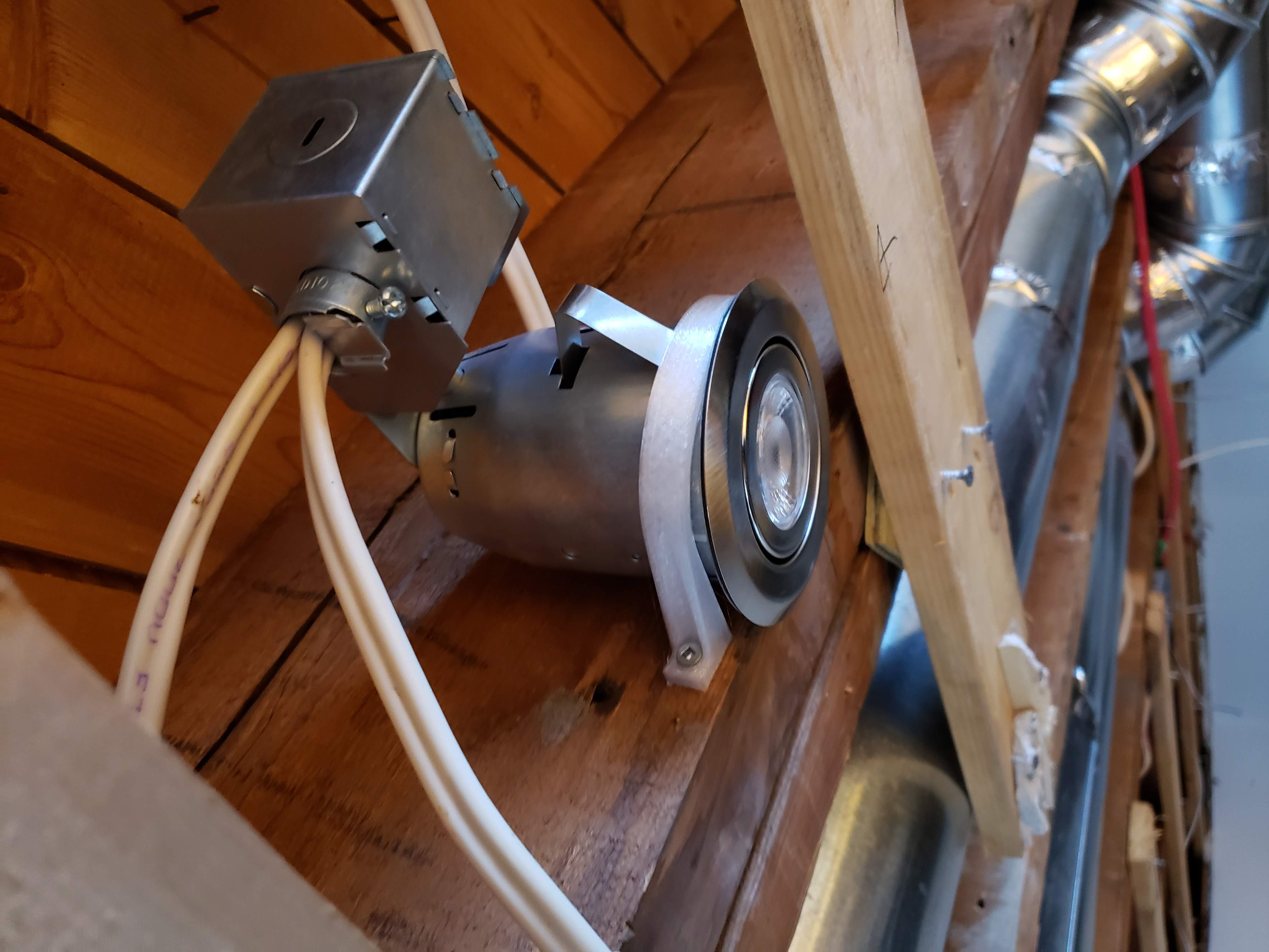 Recessed light support for open ceiling - 3 in