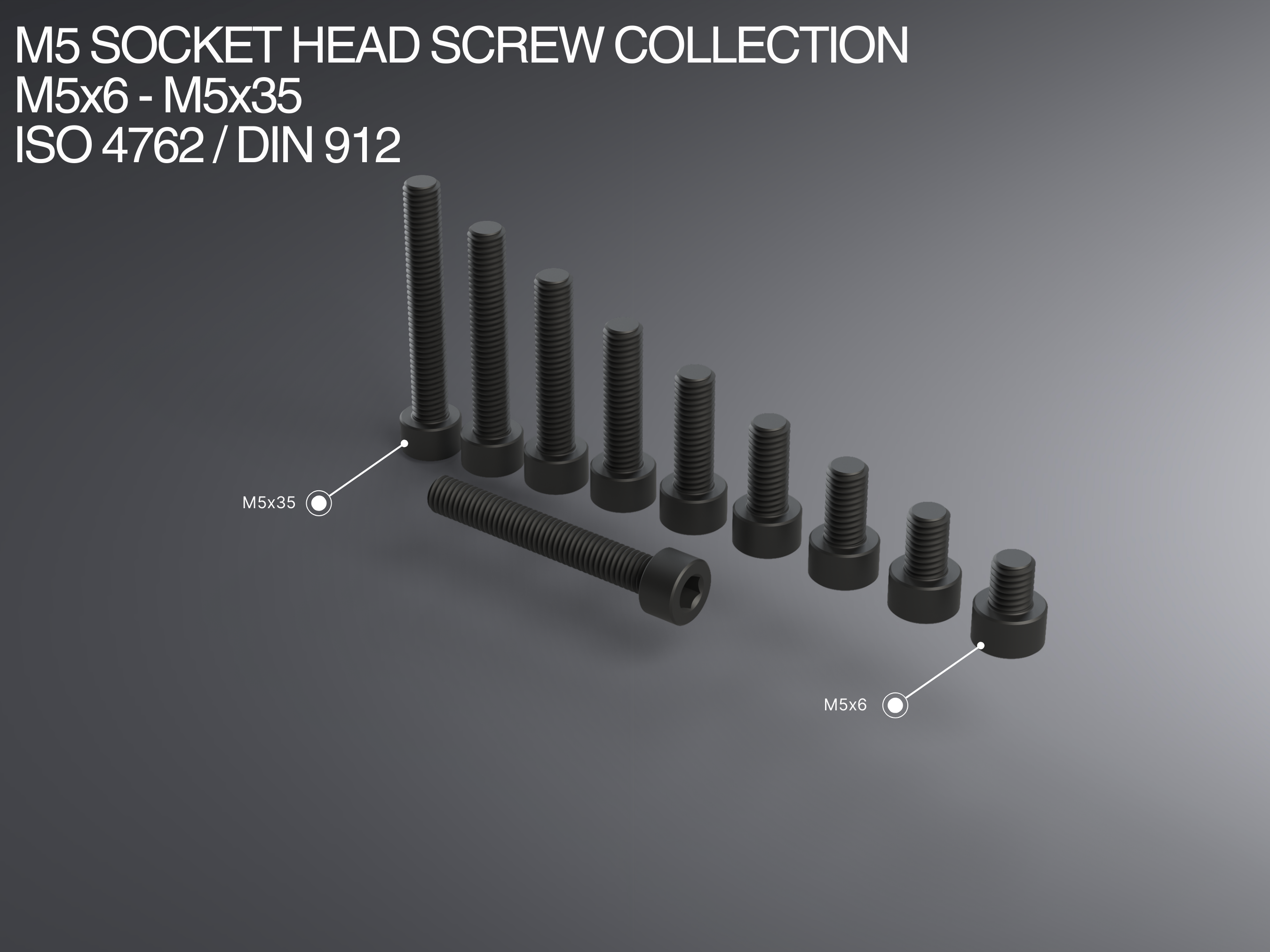 M5 Socket Head Screw Collection M5x6-M5x35 ISO 4762 / DIN 912