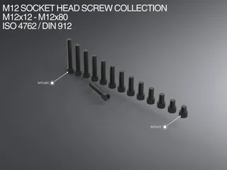 M12 Socket Head Screw Collection M12x12-M12x80 ISO 4762 / DIN 912
