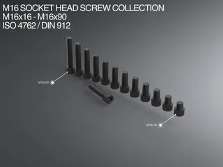 M16 Socket Head Screw Collection M16x16-M16x90 ISO 4762 / DIN 912