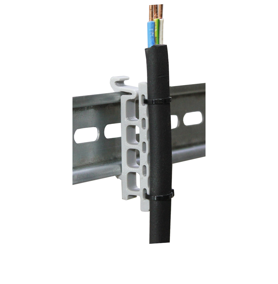 Vertical cable holder for din rail