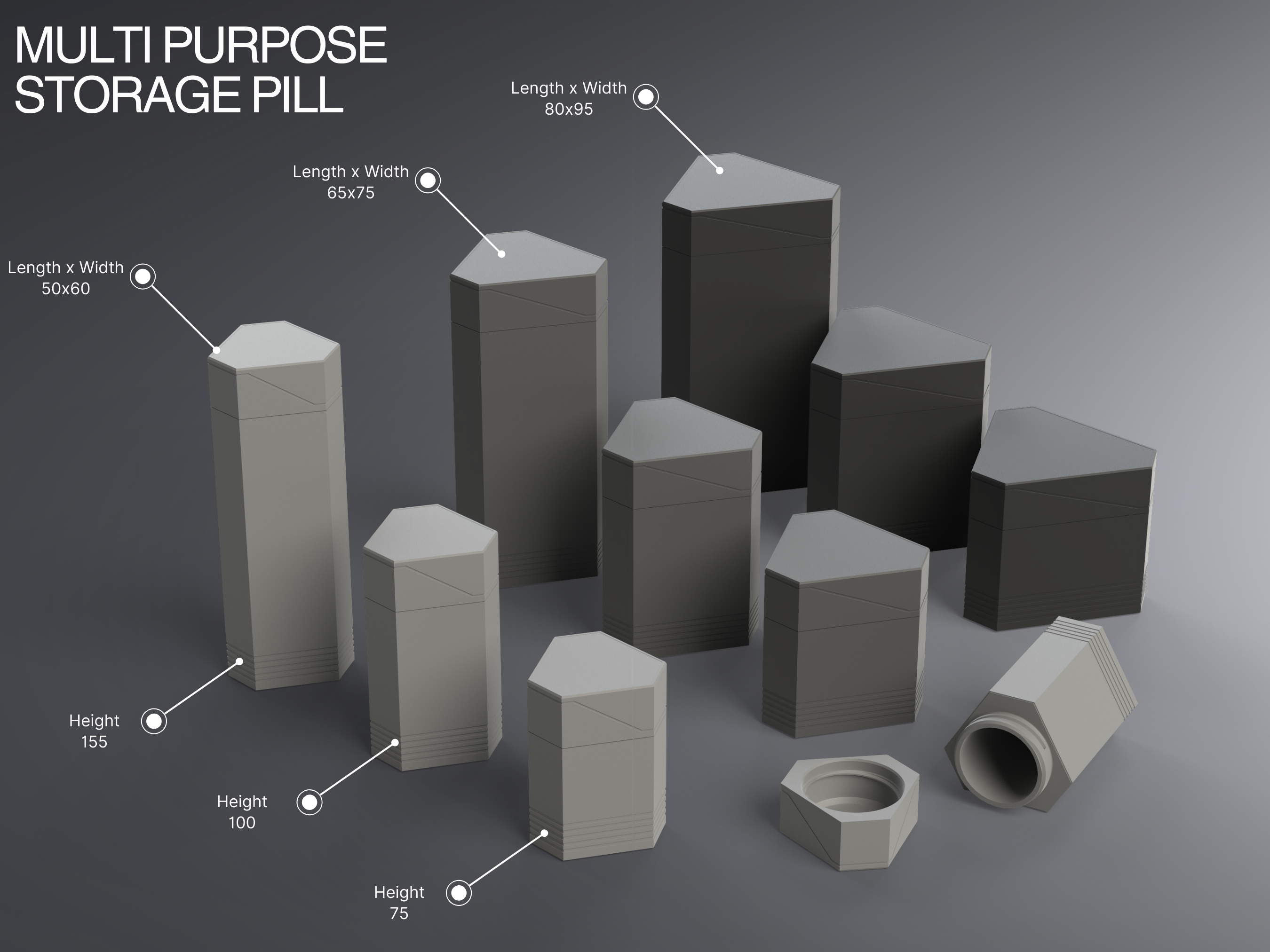 Geometric Multipurpose Storage Pill