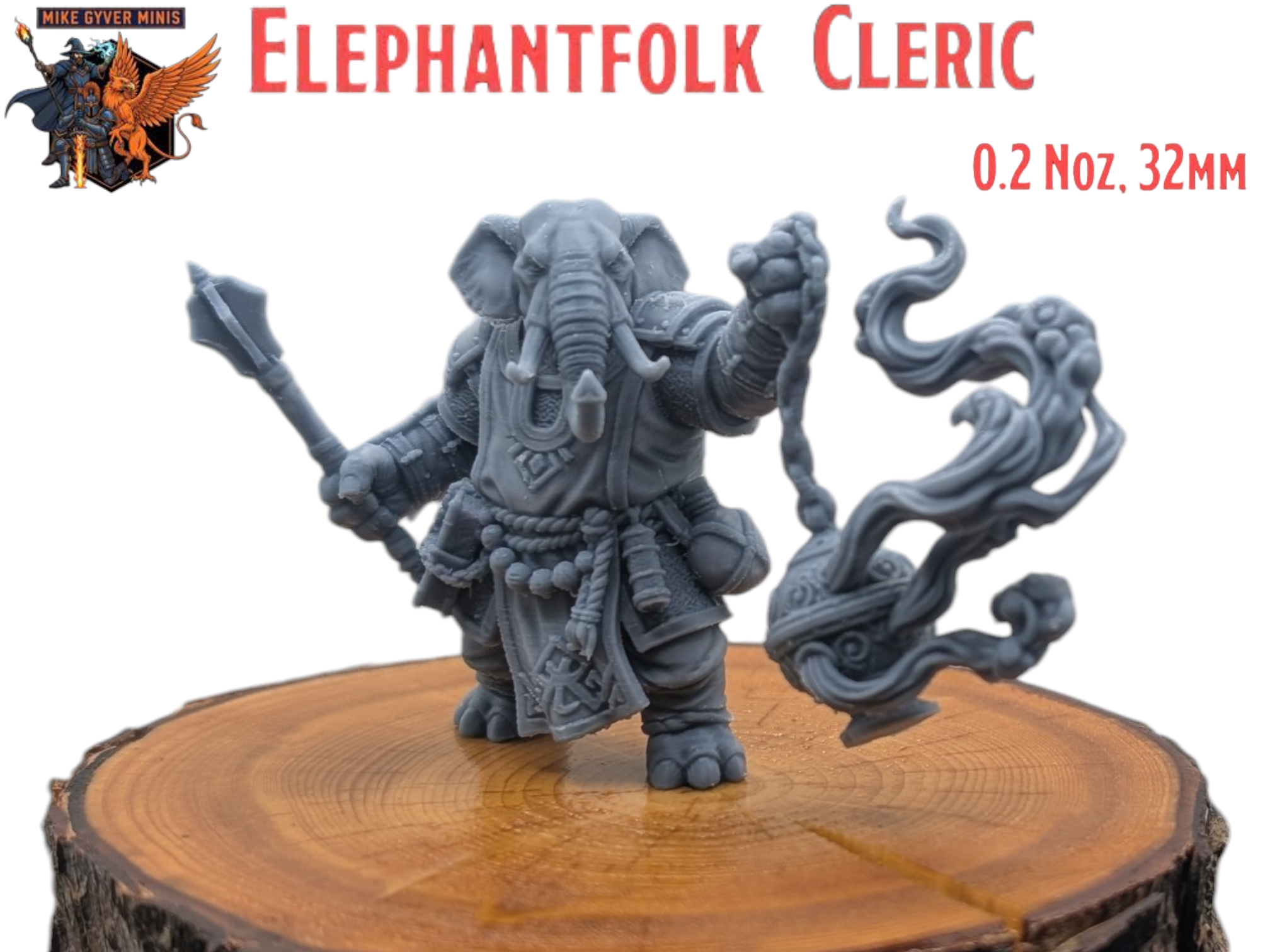Elephantfolk Cleric - MGM Print-Ready Mini 3D model