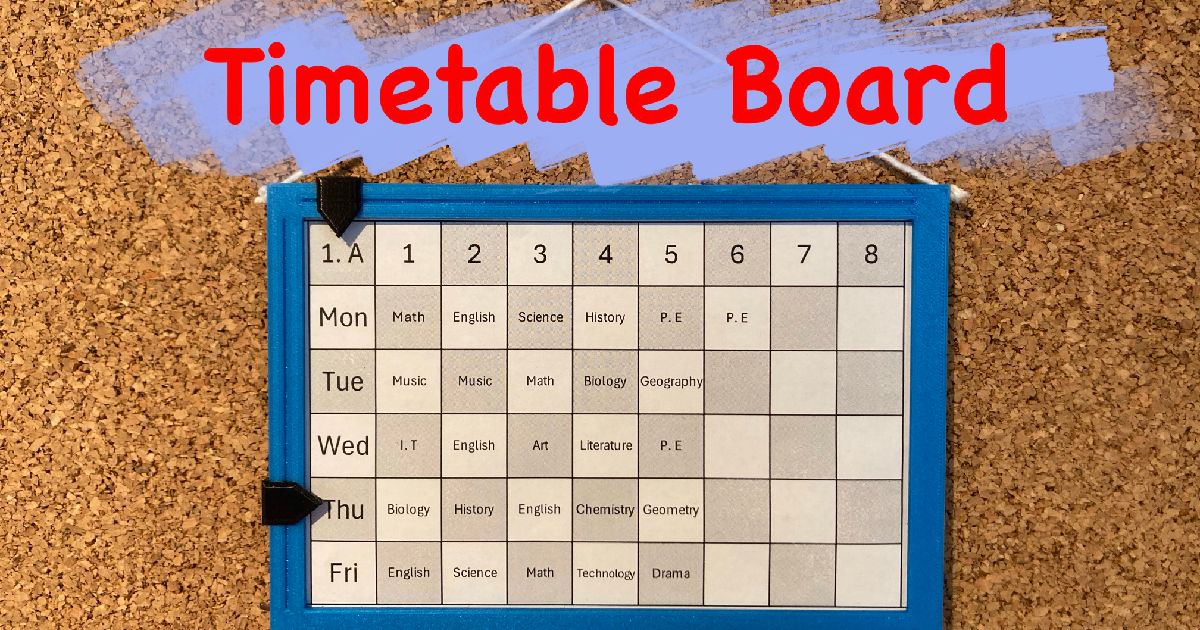 Timetable Board by Orelptacnik | Download free STL model | Printables.com