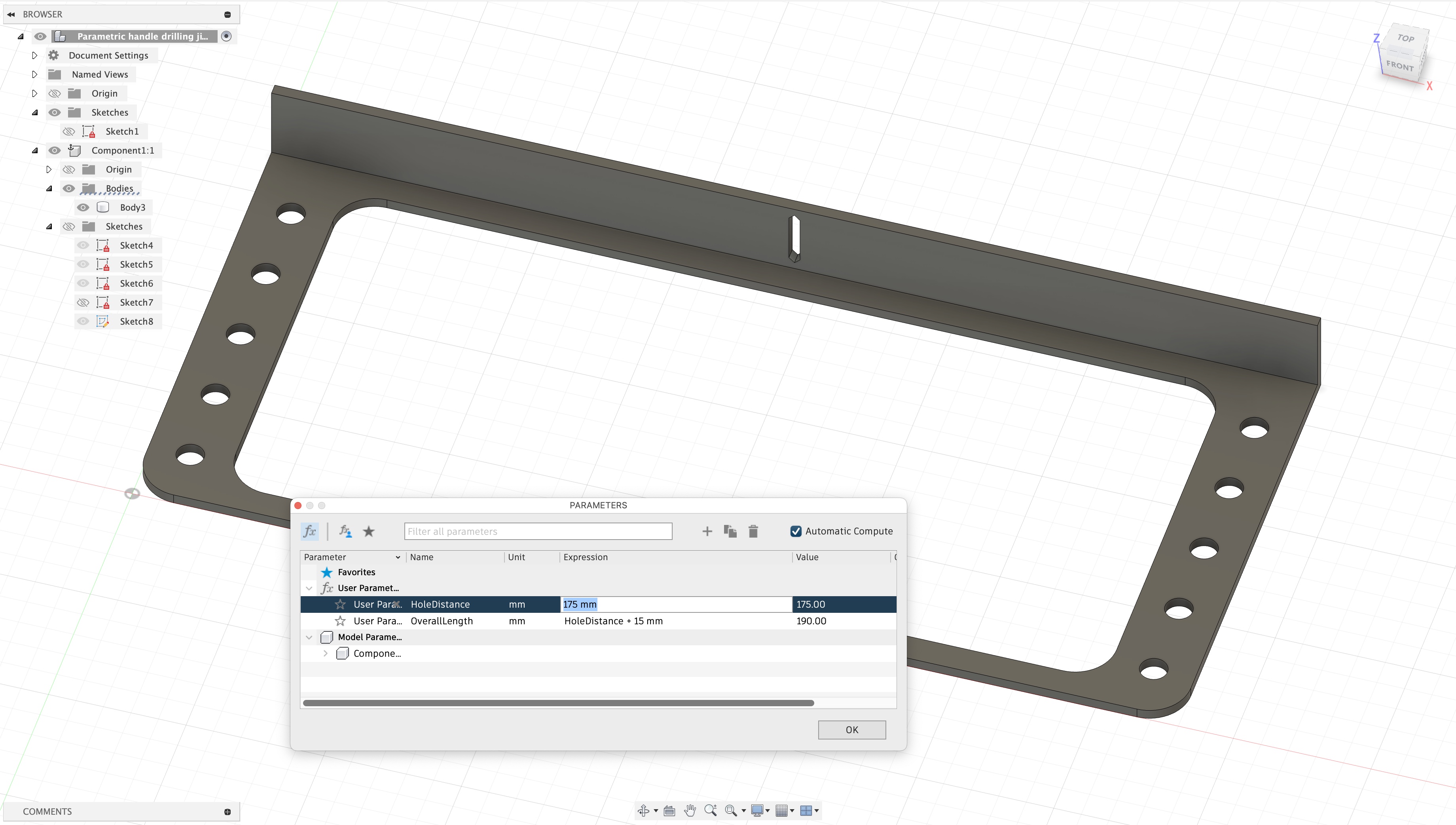Miniatura 2 do modelo 3D Parametric handle drilling jig