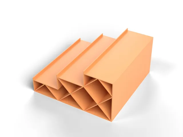 Spice Step Shelf - Three-Step Cupboard Riser, Light Truss Inside, Prints on Its Side (OpenSCAD)
