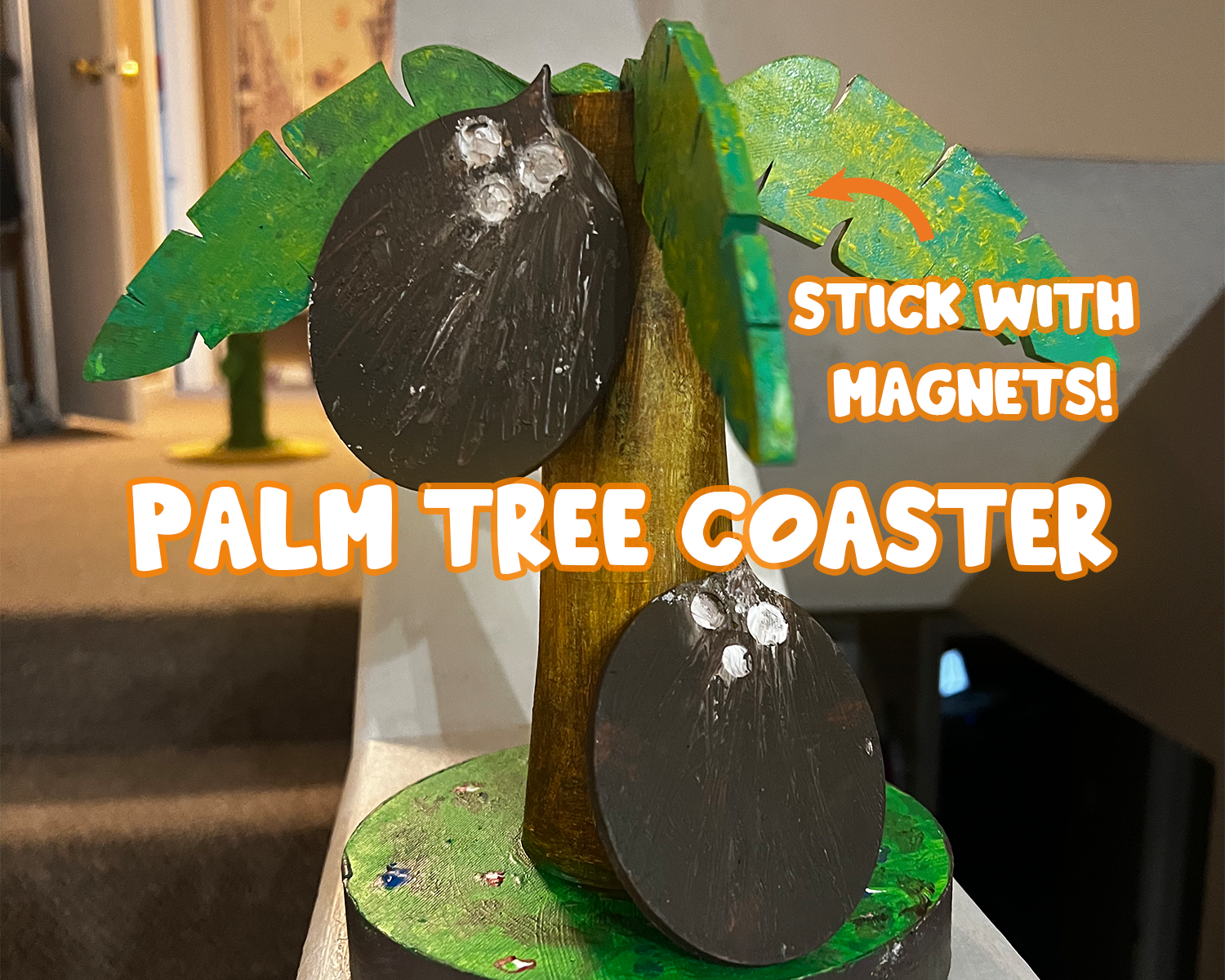 Leaf & Coconut Drink Coasters on a Palm Tree