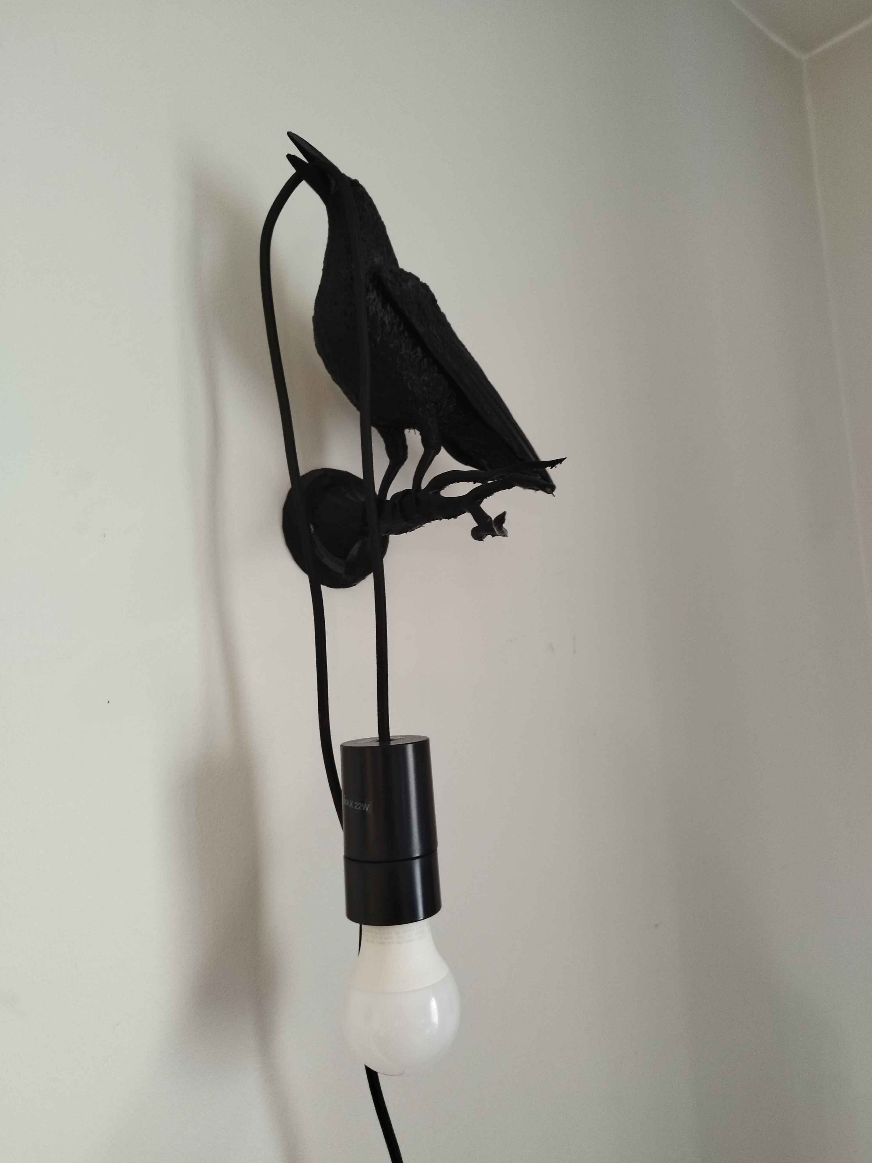 Crow lamp with branch wall attachment 3D model thumbnail