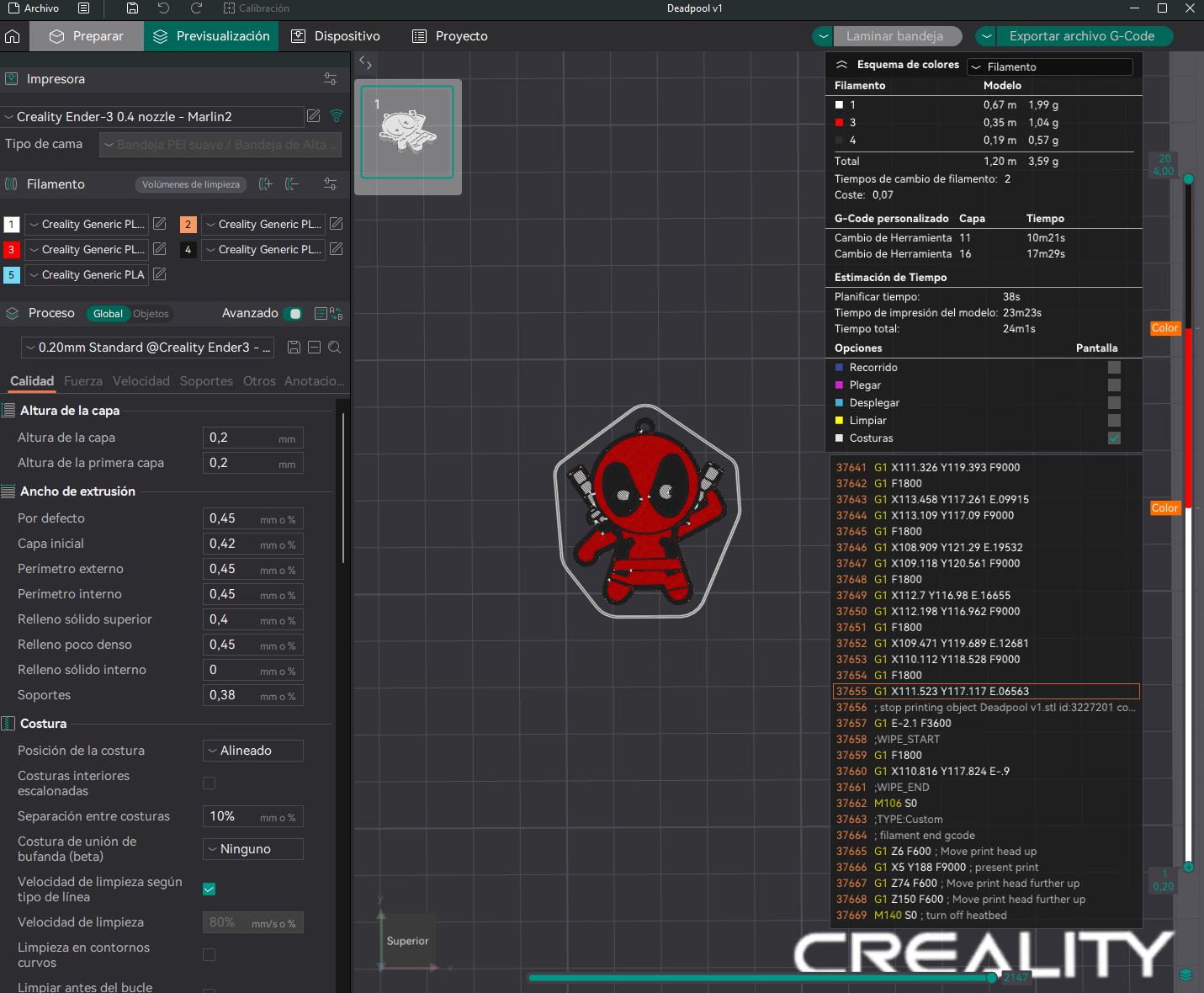 Miniatura 2 do modelo 3D Deadpool Multi-Color (layer-based) Keychain Remix