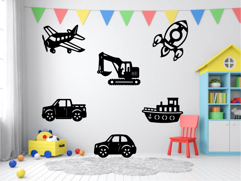 Wall decals for kids, plans, boats, trucks, cars