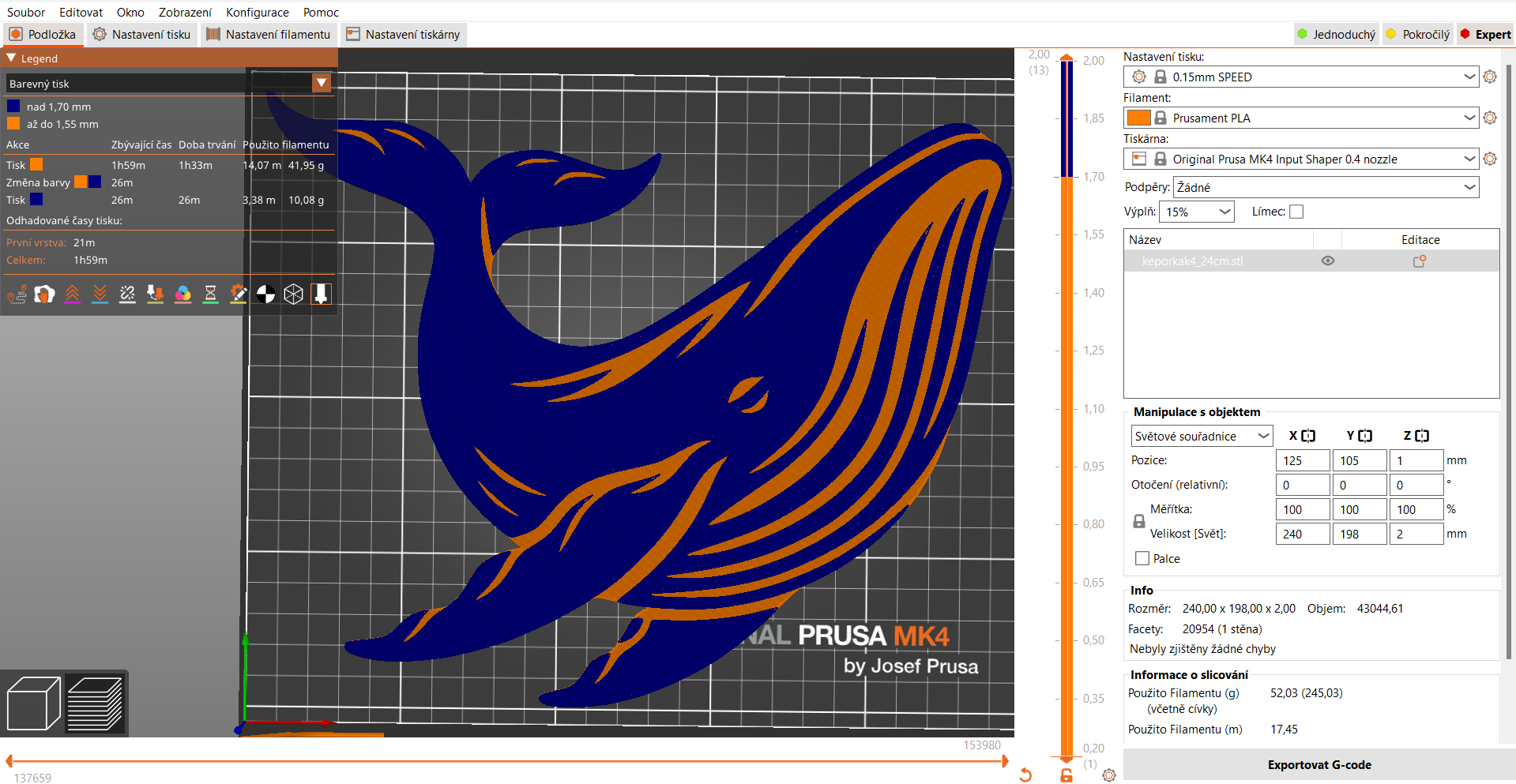Miniatura 4 do modelo 3D Humpback whale 4 (two colours)