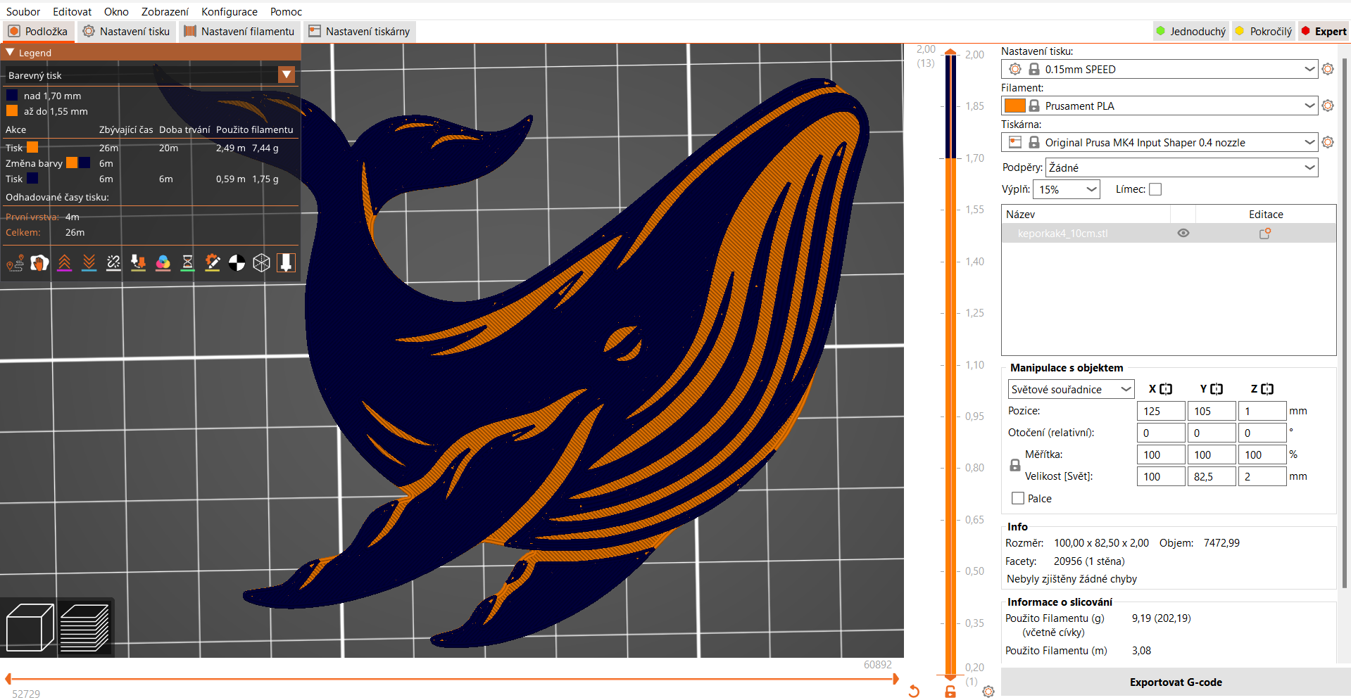 Miniatura 5 do modelo 3D Humpback whale 4 (two colours)