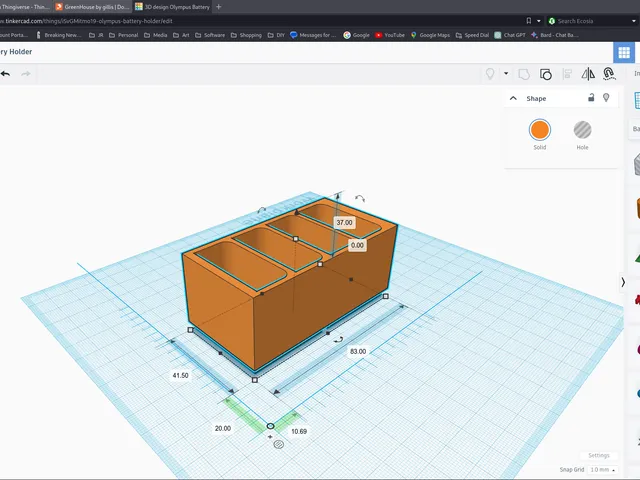 Olympus Battery Holder for Gridfinity