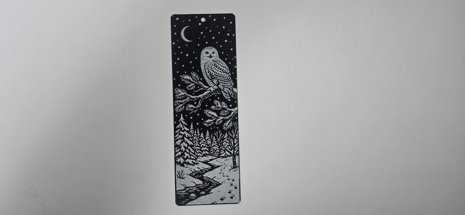 Snowy Owl Winter Night Forest Bookmark