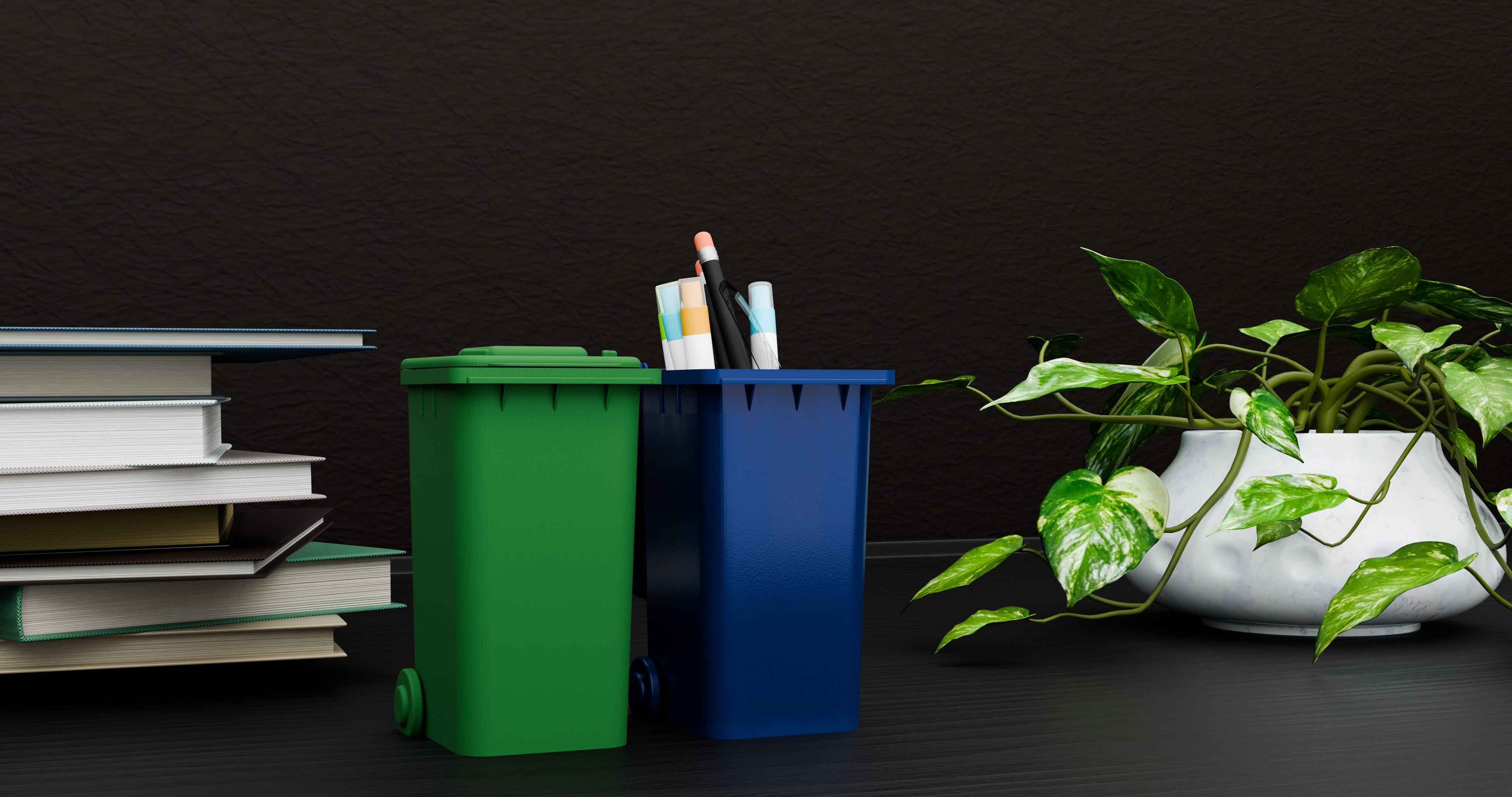 Garbage bin for pens or paper leftovers