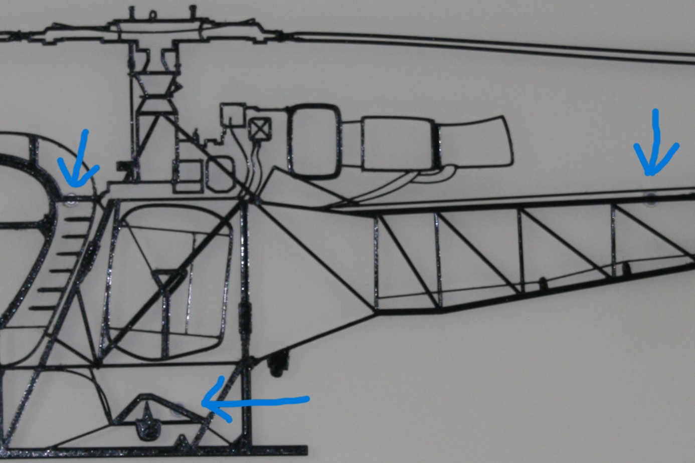 Wall Art Mount Clip for the Lama SA315B Helicopter wall art.