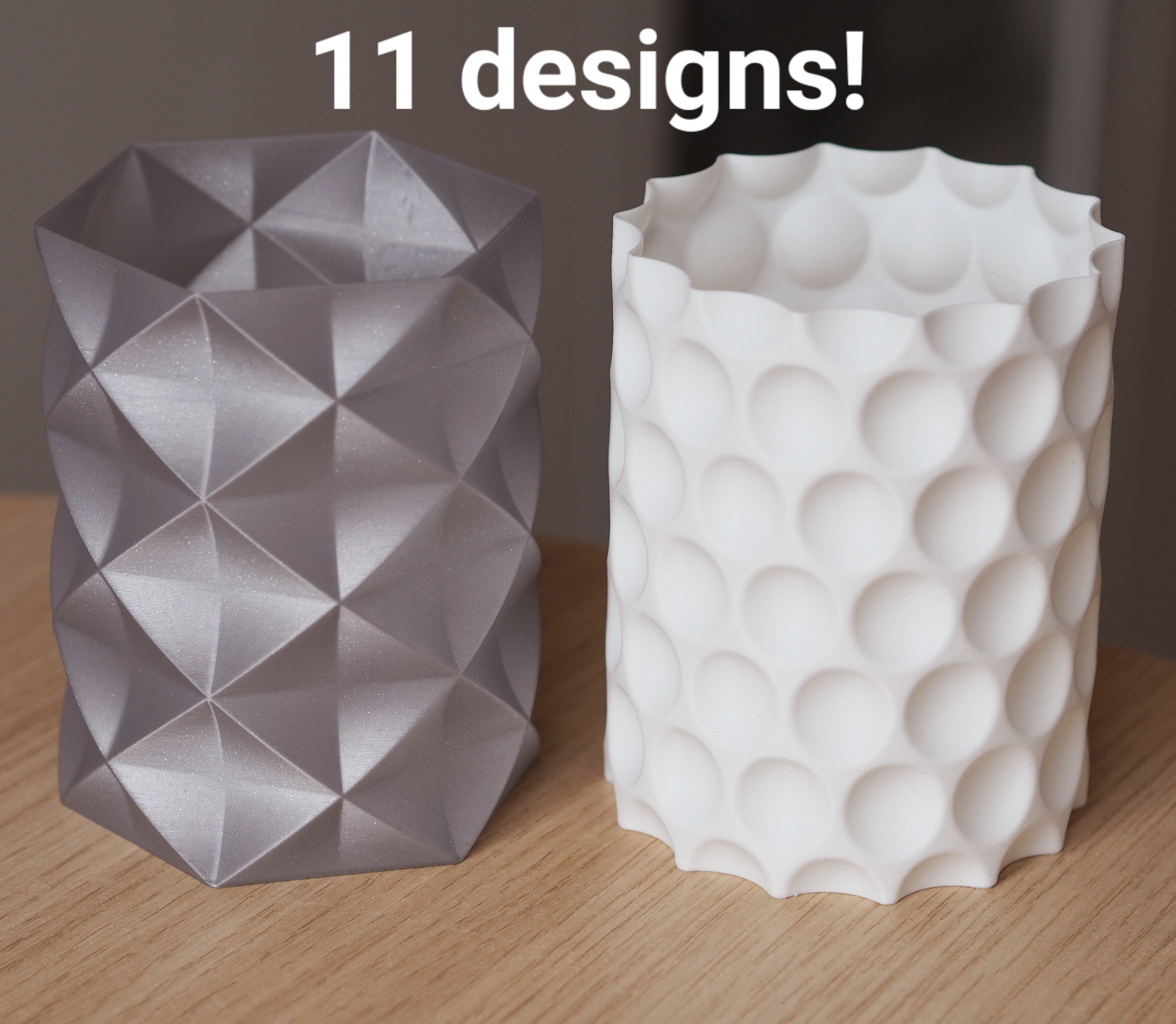 Geometric Pencil Pot Series: 11 Designs (Vase Mode and Sturdy Variants)