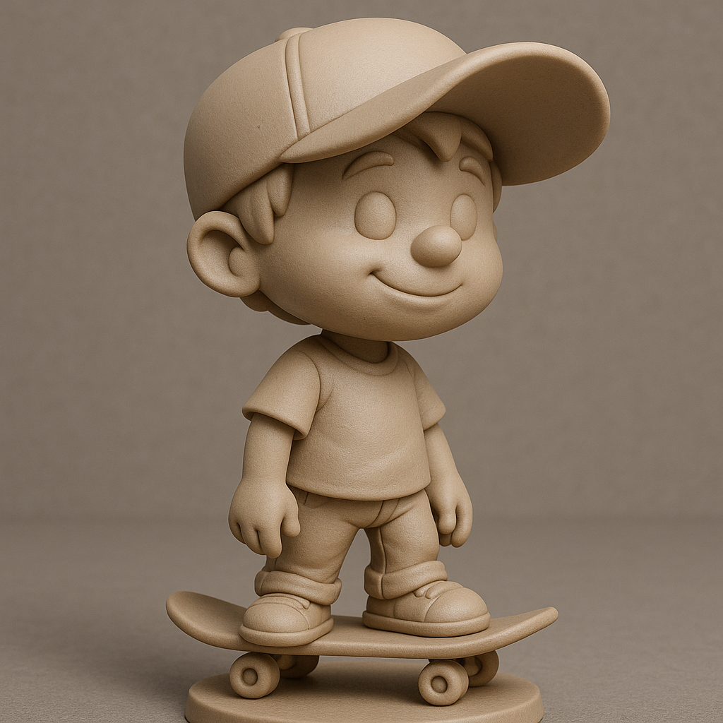 Skater Kid with Oversized Cap