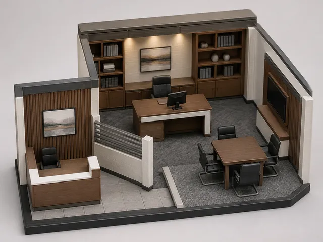 Miniaturisierte Büro-Diorama - Miniaturized office diorama