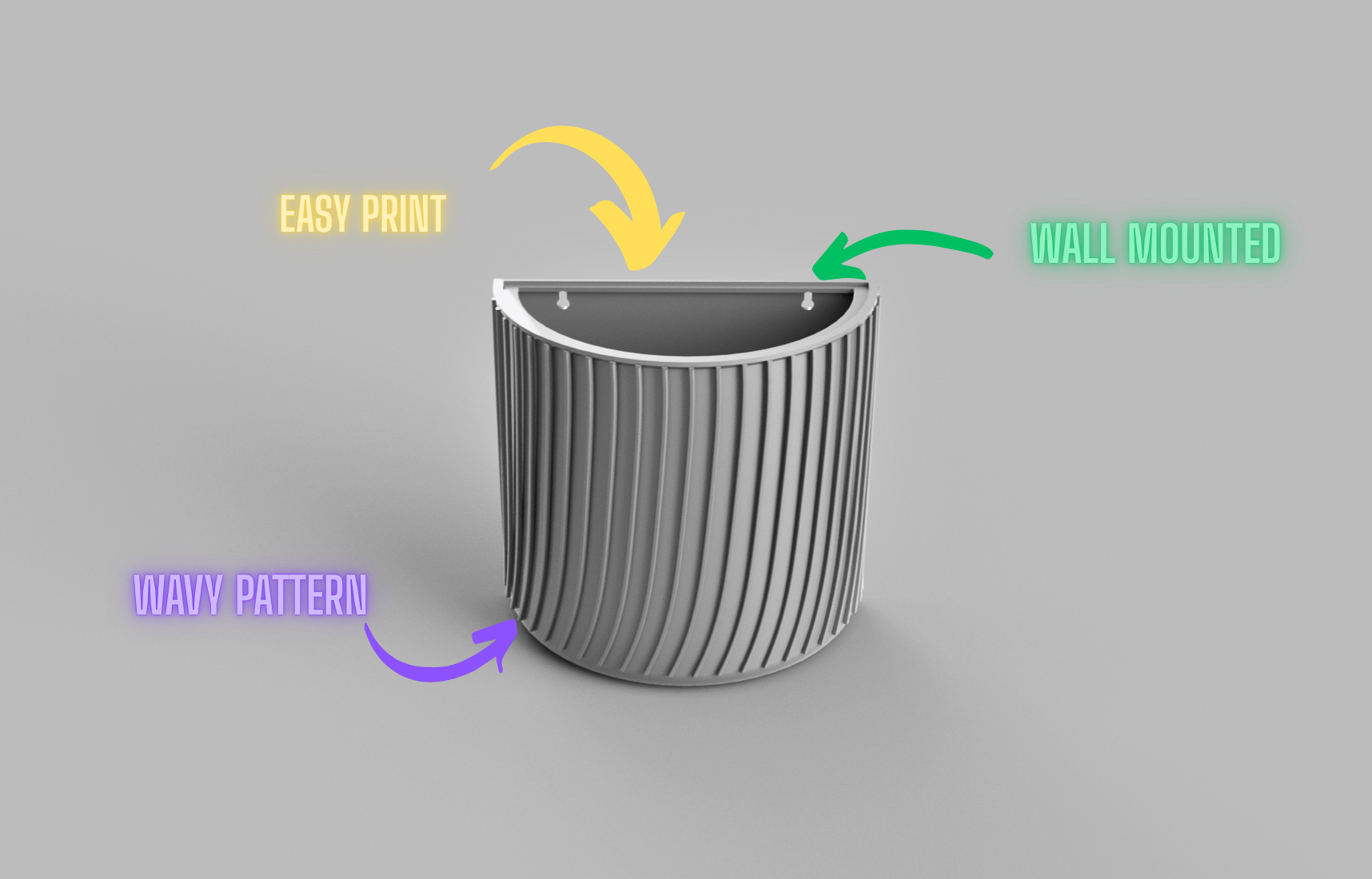 Wall mounted flower pot (Wavy) (BIG)