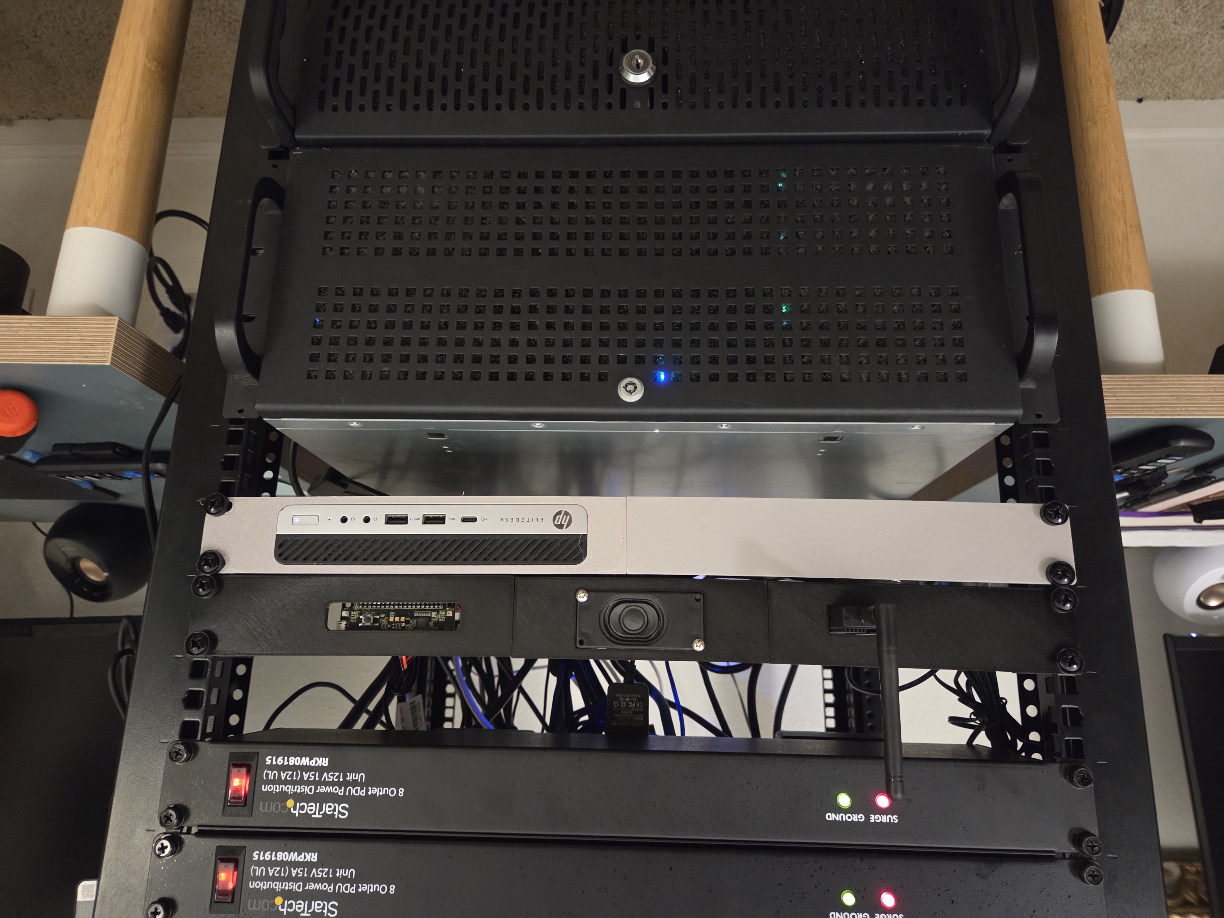 1U rackmount for HP Elitedesk G3 mini - power adapter mount