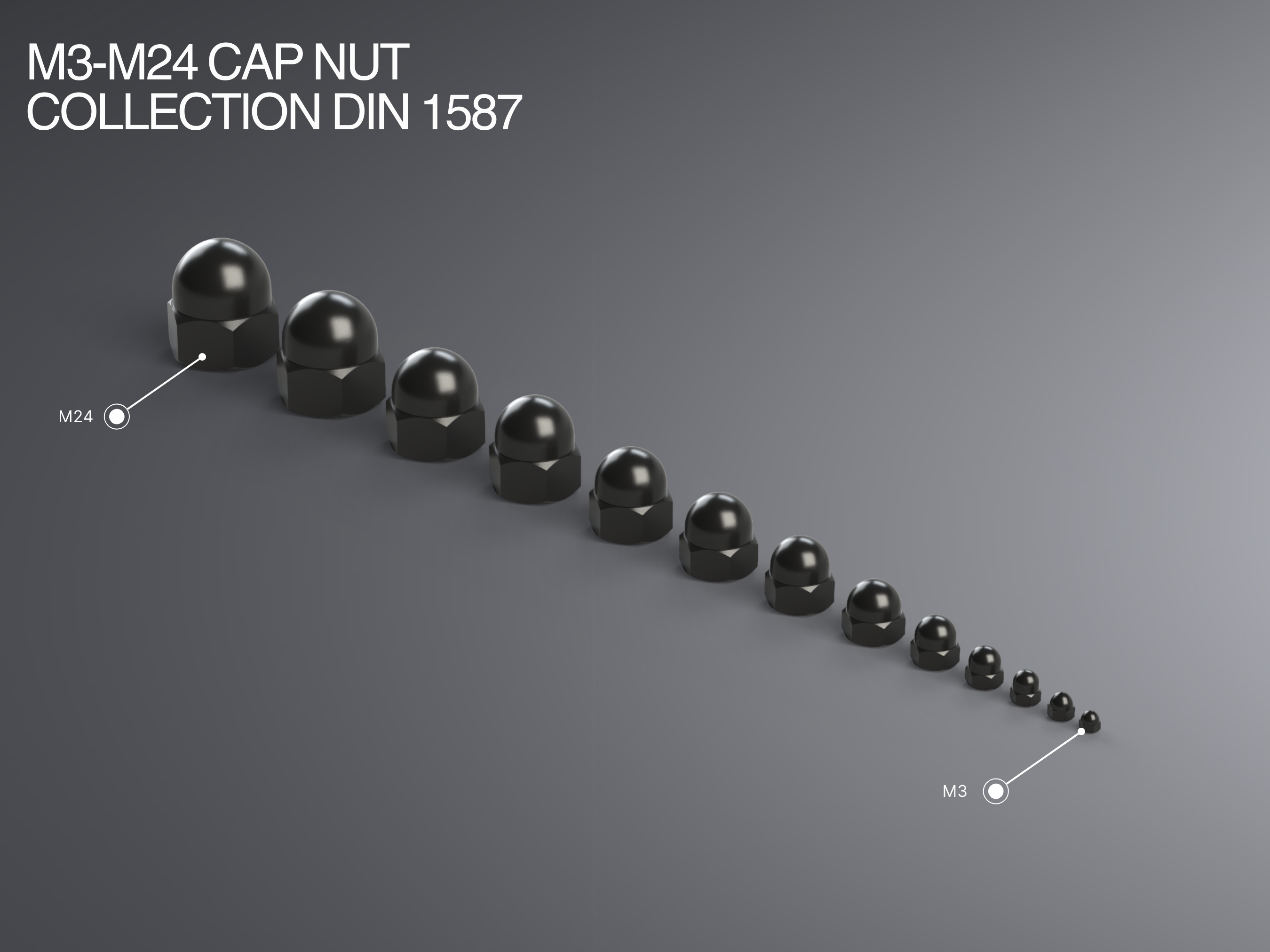 M3-M24 Cap Nut Collection DIN 1578