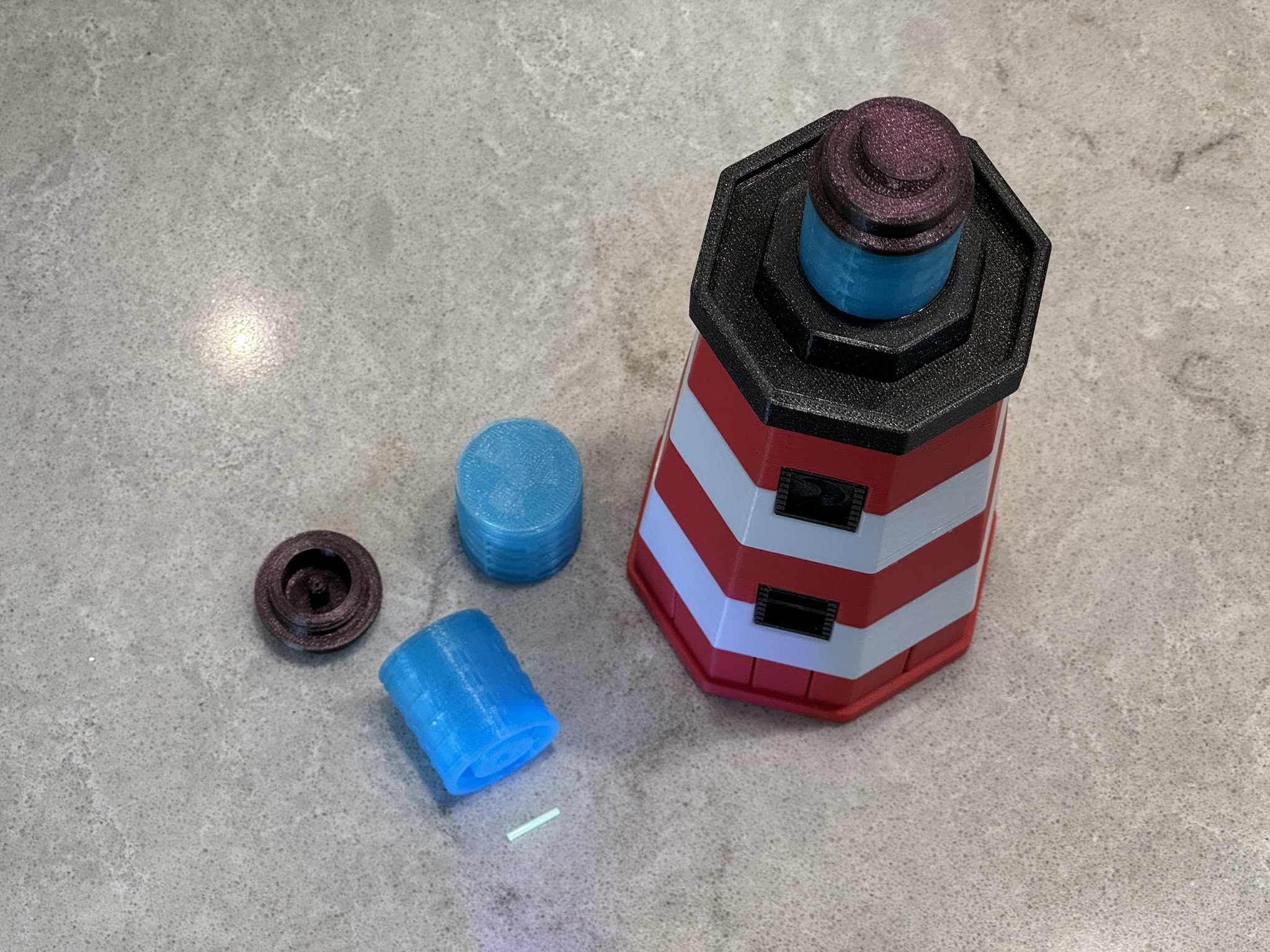 Tritium vial lamp room for Lunar Lighthouse Puzzle Box