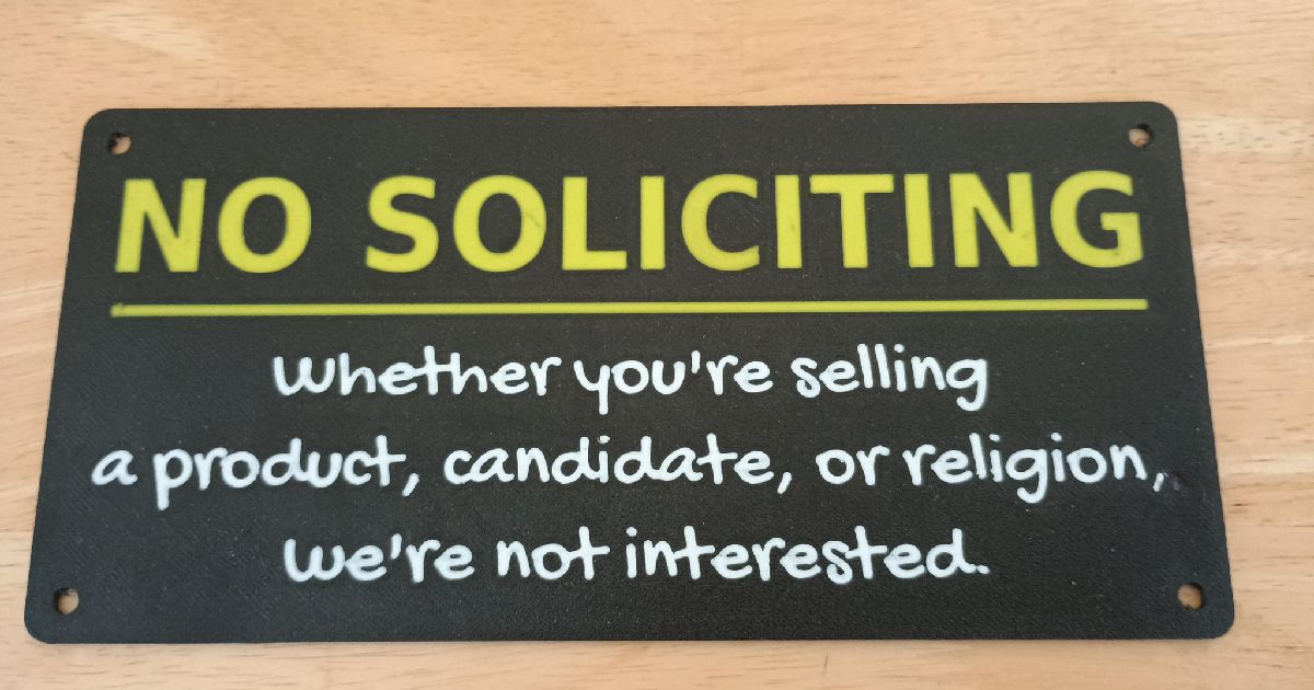 NO SOLICITING sign by bear454 Download free STL model Printables com