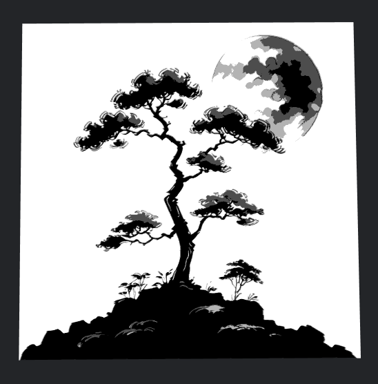 tree standing on a hill under a full moon