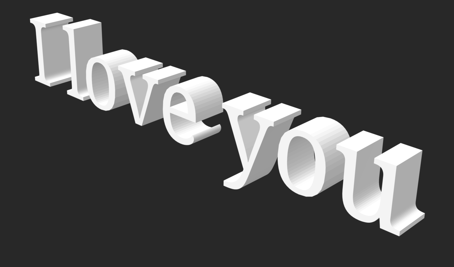 I LOVE YOU - Upper & Lower case Sans font 3D models