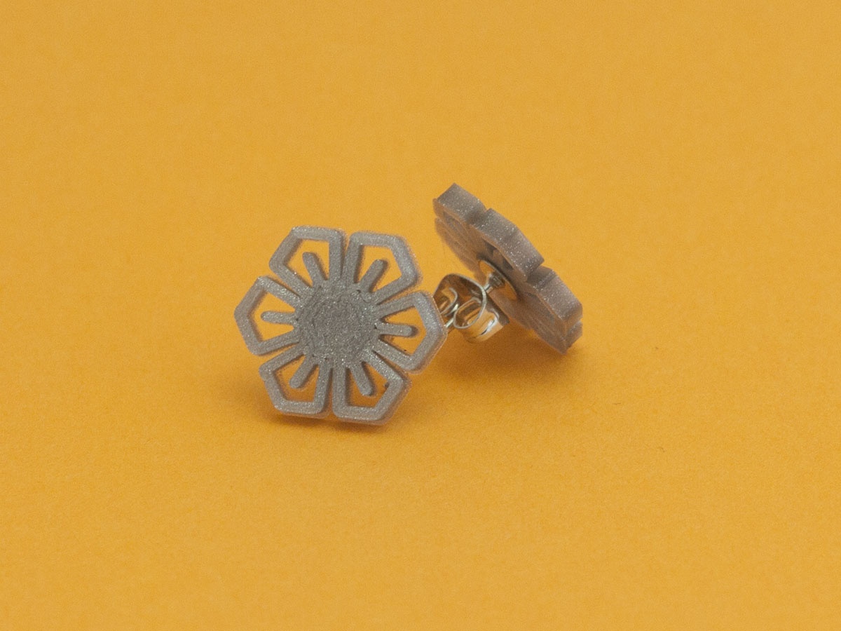 Miniatura 3 do modelo 3D Stud earrings snowflake 6
