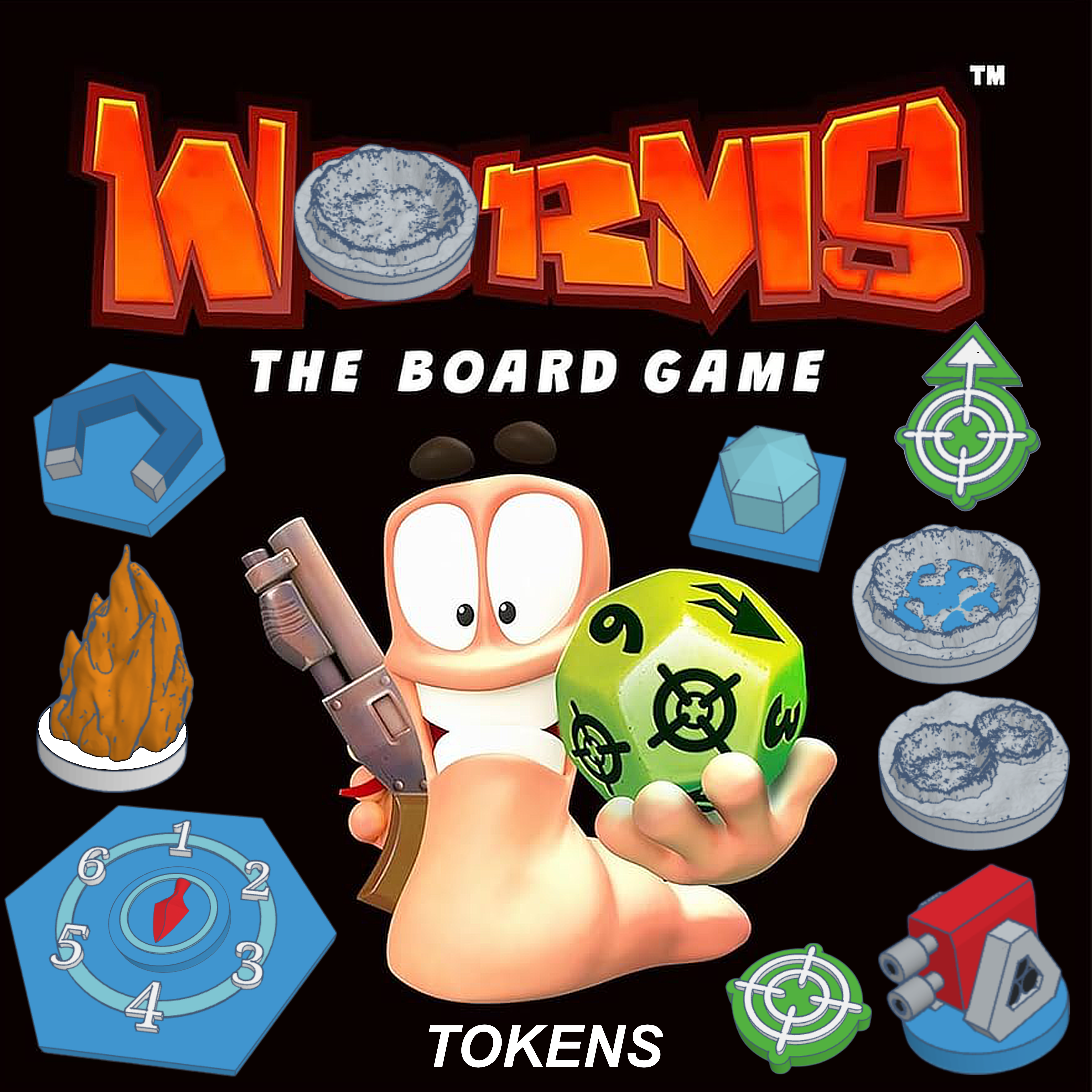 Mantic Worms! (The Board Game) ALL Tokens + Wind Direction Hex (Updated: 13/09/24)