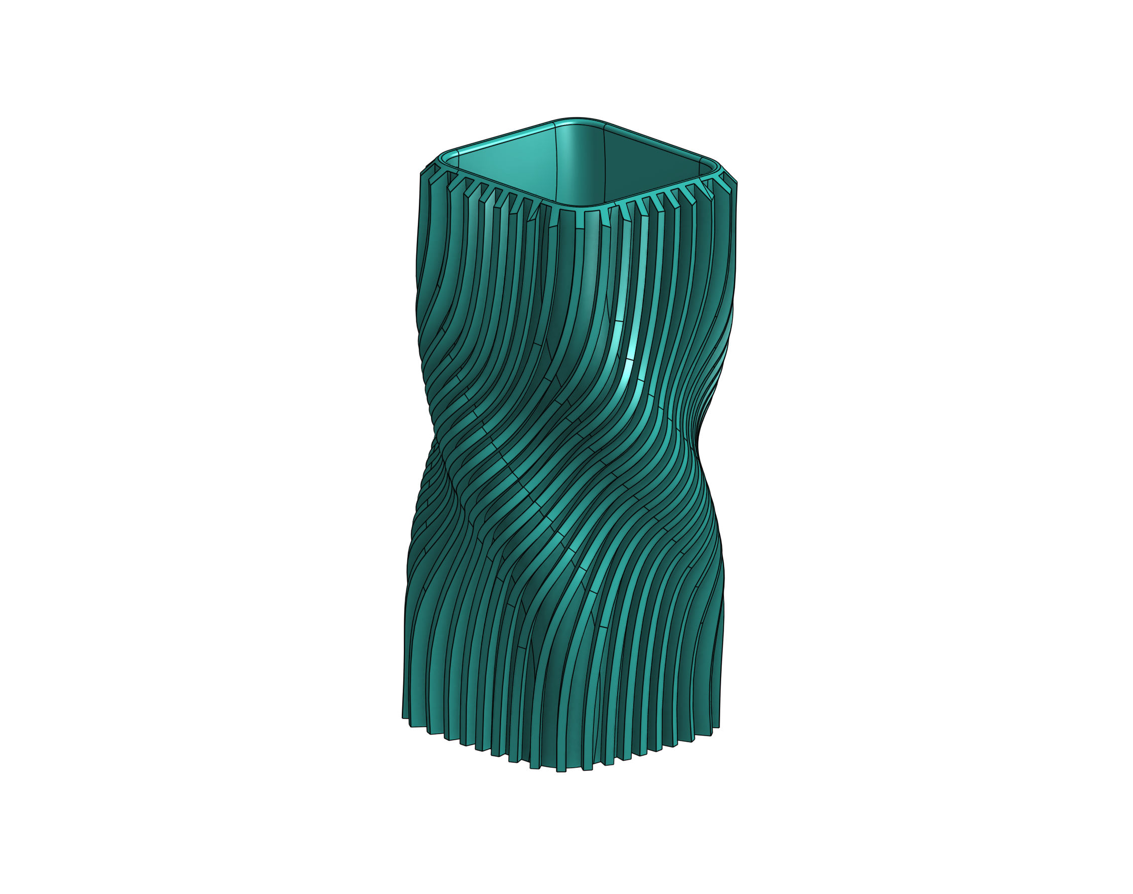 Vase 108: Twisted Square Vase with Reverse Twisted Ribs