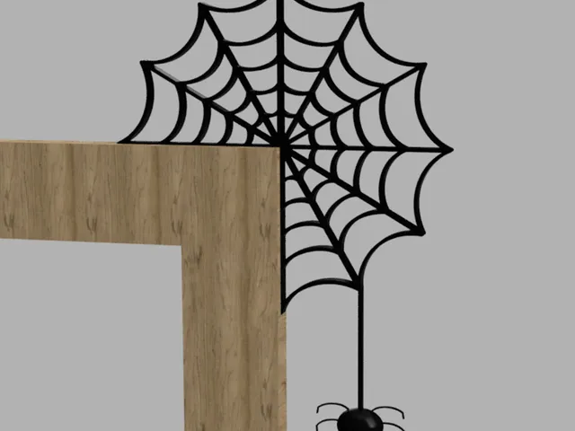 Spider web doorframe decoration with hanging spider