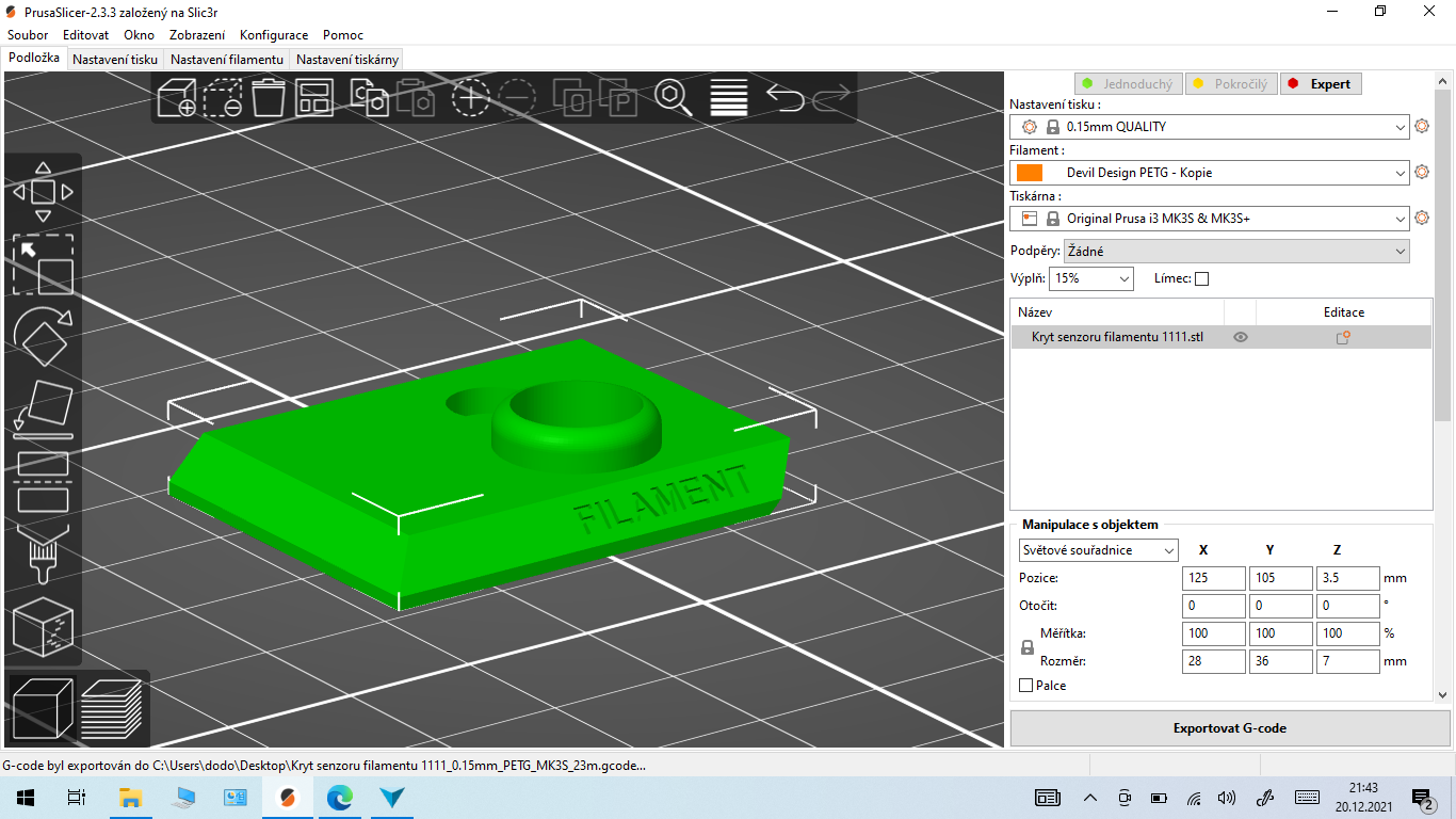 Kryt senzoru filamentu.PRUSA i3 Mk3s by Machal20vt.cz | Download free ...