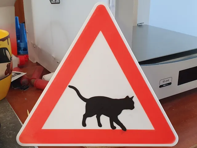 Wandering cat road sign / Panneau chat en balade