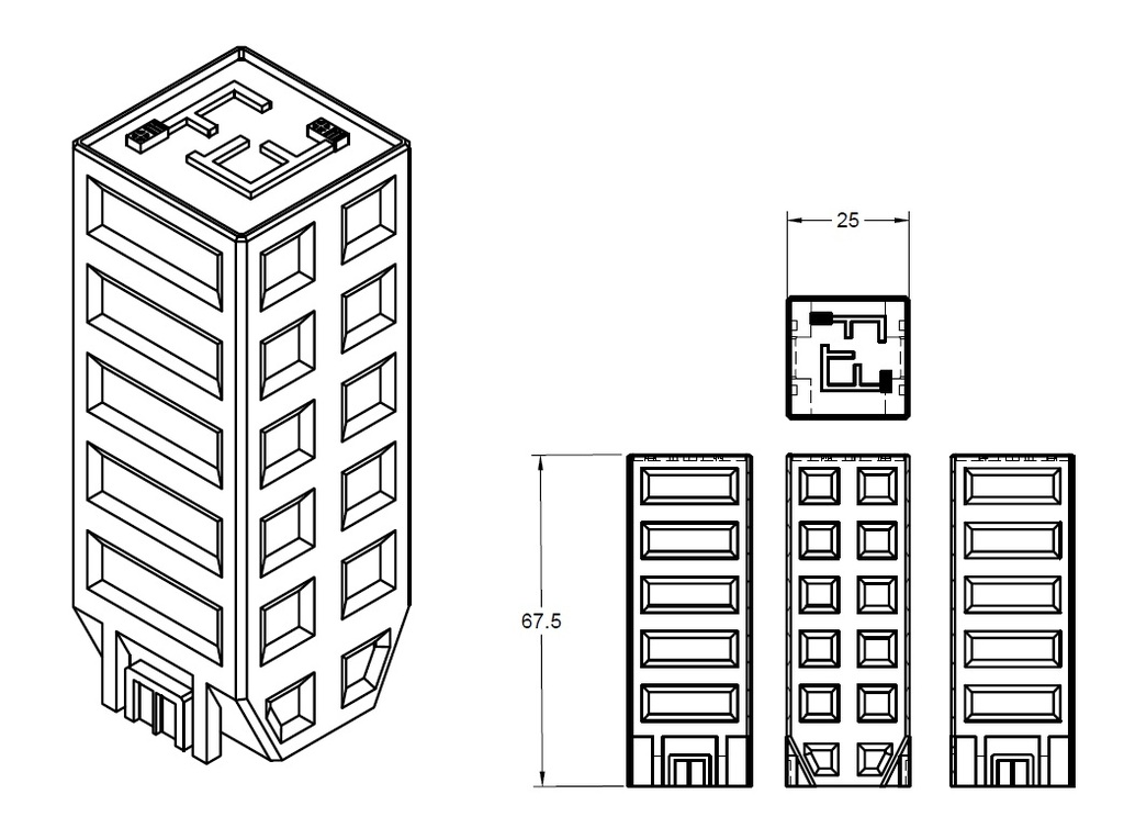 Office Building for 6mm Scale (1 Hex, Level 3 for CBT) by Jim The SOG ...