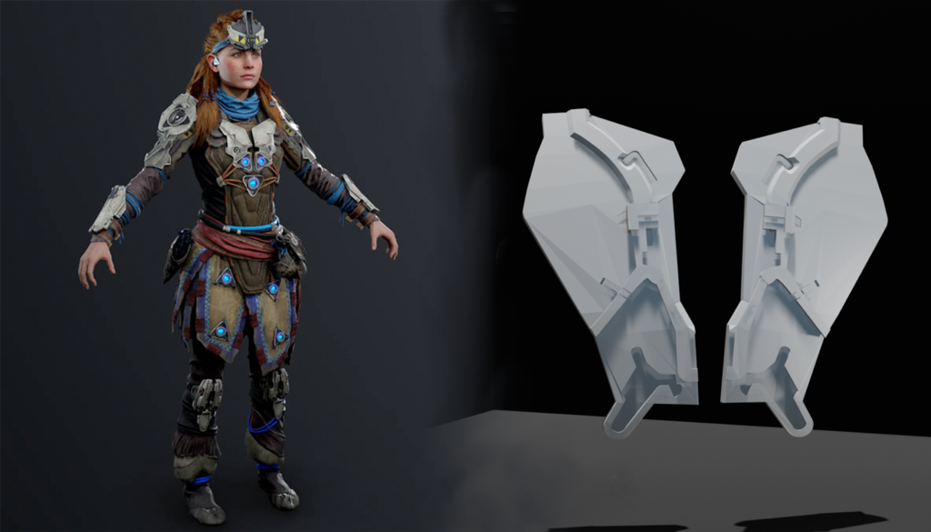 Back armor part from the Shiled weaver armor used by Aloy from Horizon Zero Dawn and Horizon forbidden west videogame