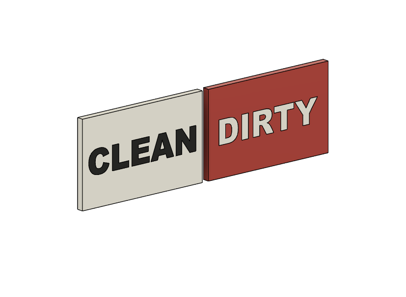 Dishwasher Clean/Dirty Sign Multicolor Plates 3D model thumbnail
