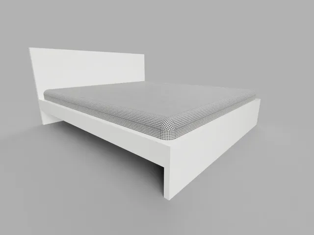 Bed + Bed Frame 180x220cm - 1:10 - House / Home Mockup Furniture