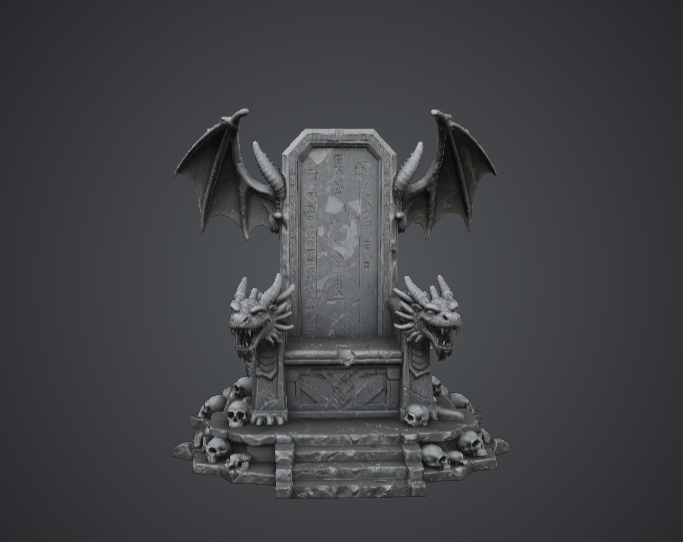 Dragon Throne Statue – Dark Fantasy Dragon King Throne