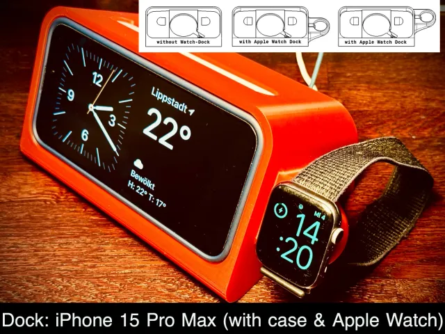 Dock for iPhone15Pro Max + Apple Watch options