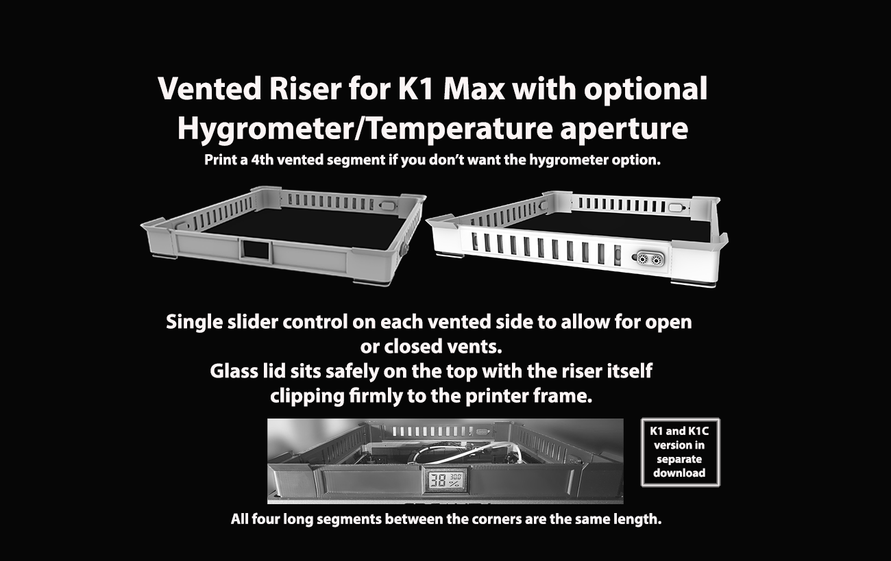 K1 Max Vented Riser (with closable vents and Hygrometer option) 3D model thumbnail