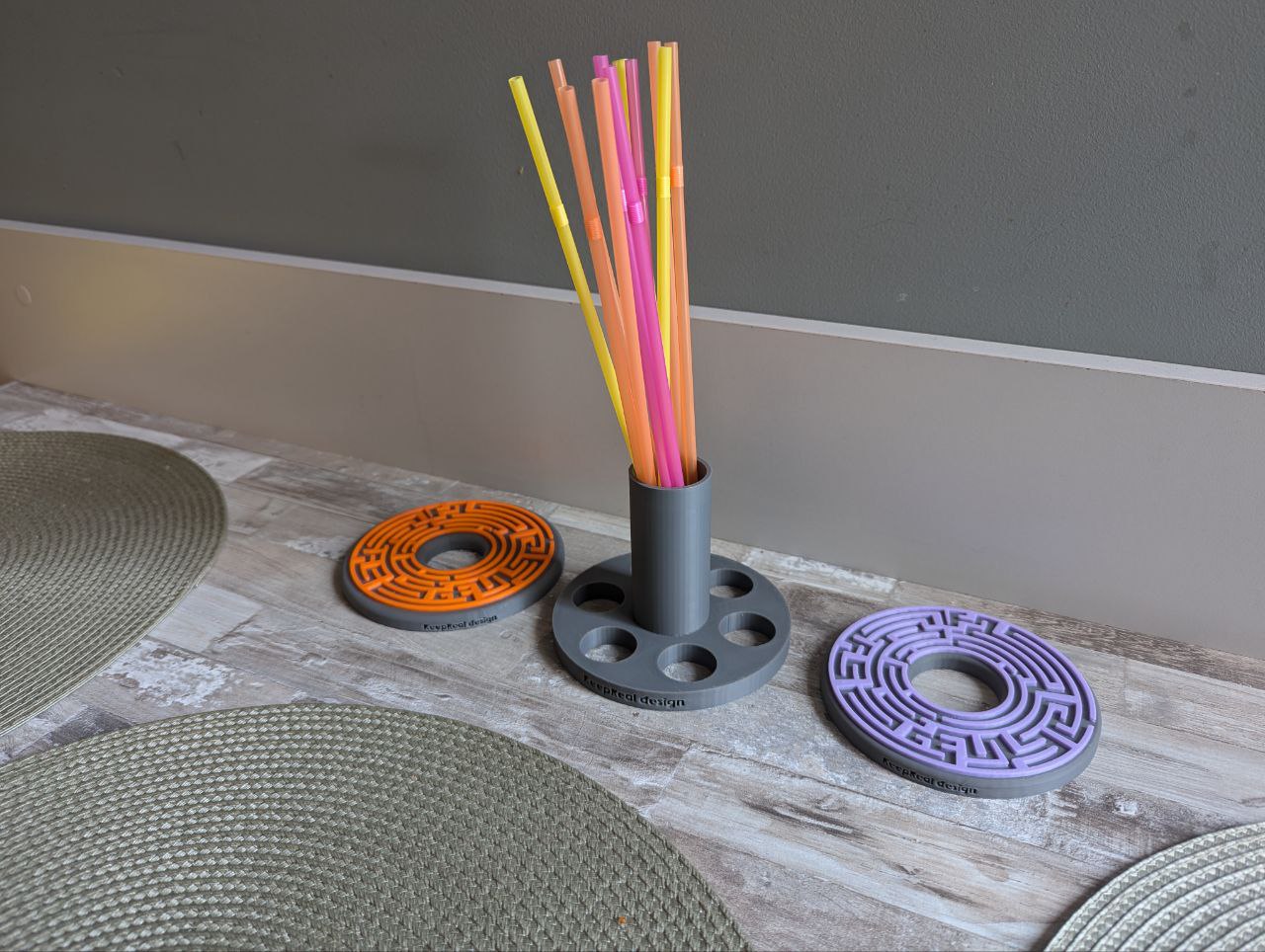 Maze coaster and coaster base organizer